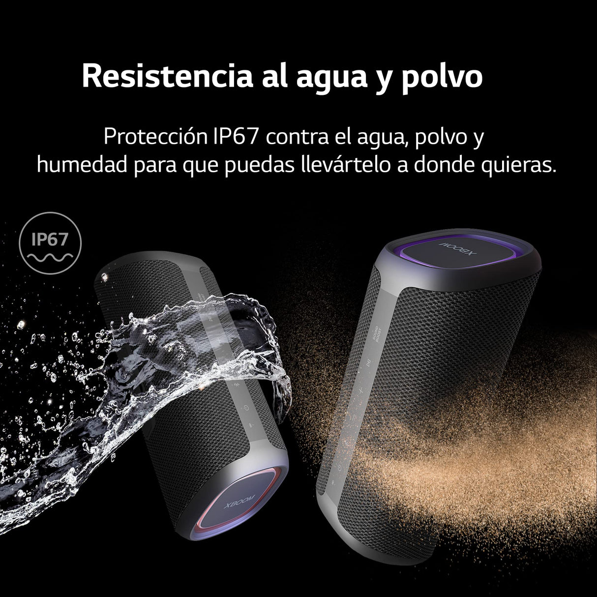 LG XBOOM Go XG5QBK - Altavoz Inalámbrico, Bluetooth, 20W, Sonido Sound Boost, Resistente al Agua IP67, Autonomía 18h, Color de Luces LED Variable, Amplia Conectividad, Color Negro