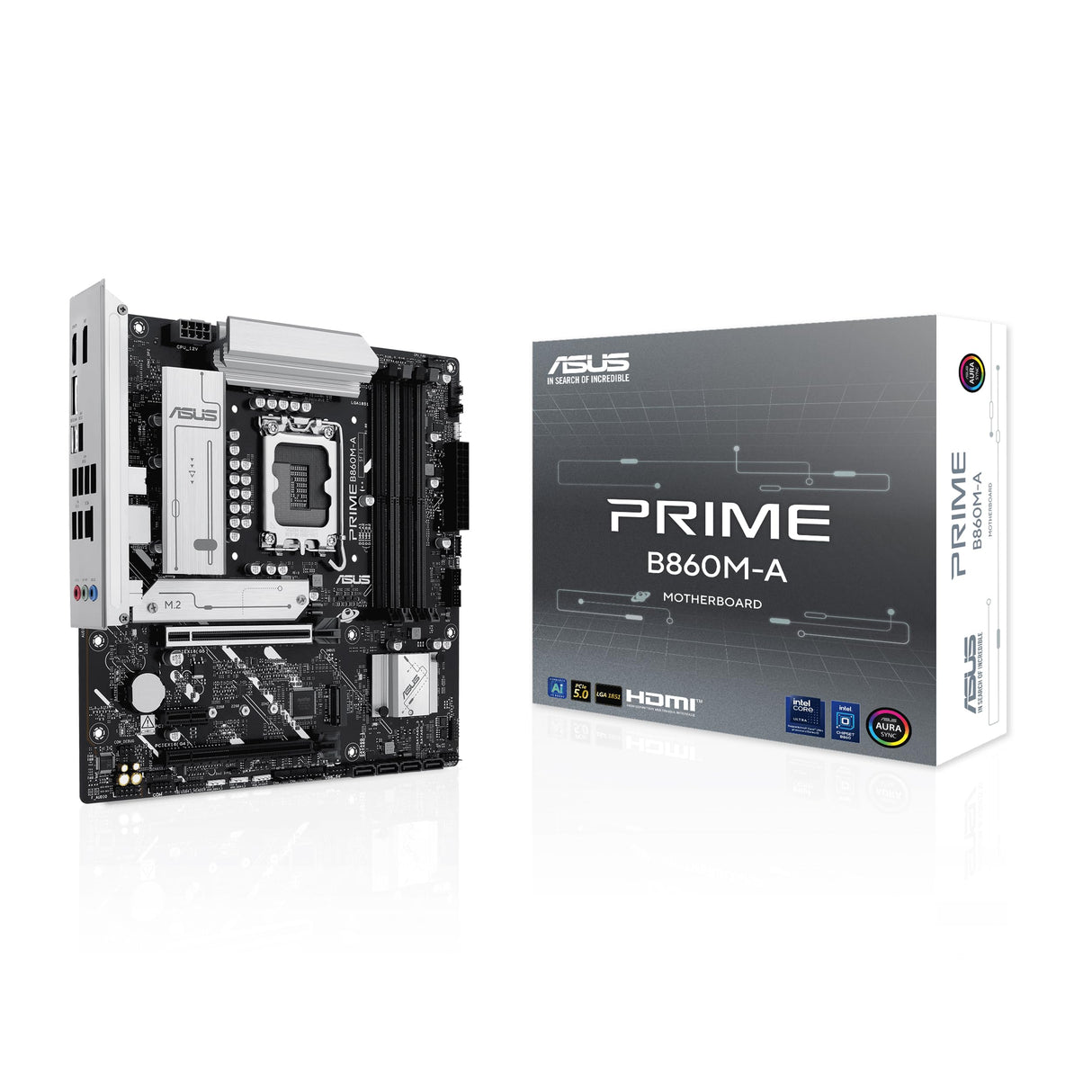ASUS Prime B860M-A - Placa Base Intel mATX, 7+1+1+1 80A DrMOS etapas de Potencia, DDR5, PCIe 5.0, 2 Ranuras M.2, Realtek 2.5 GB Ethernet, Doble DisplayPort, HDMI, USB Trasero de 20 Gbps Tipo C