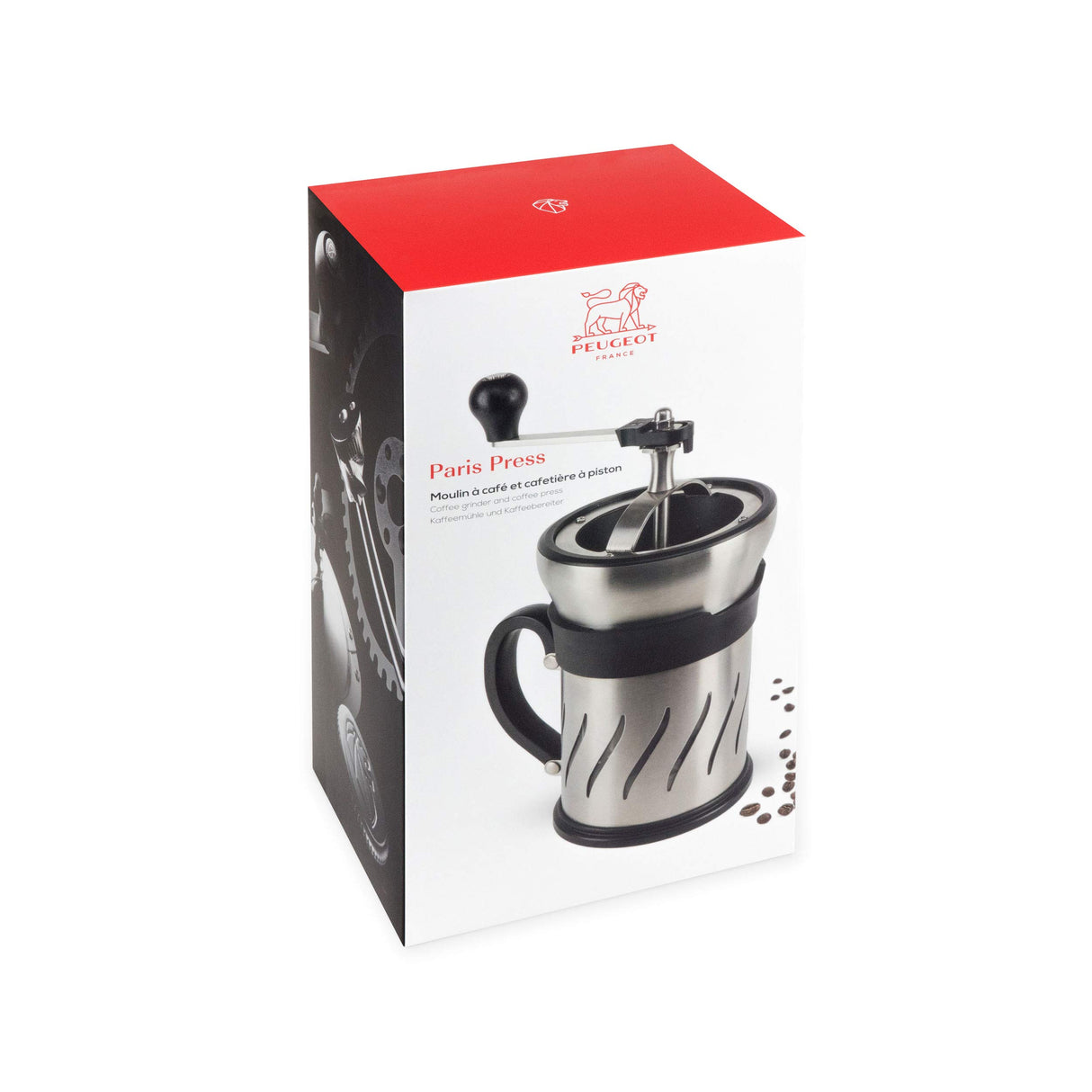 Peugeot Paris Press - Molinillo de café y cafetera en uno, acero inoxidable, plástico, cristal, 1