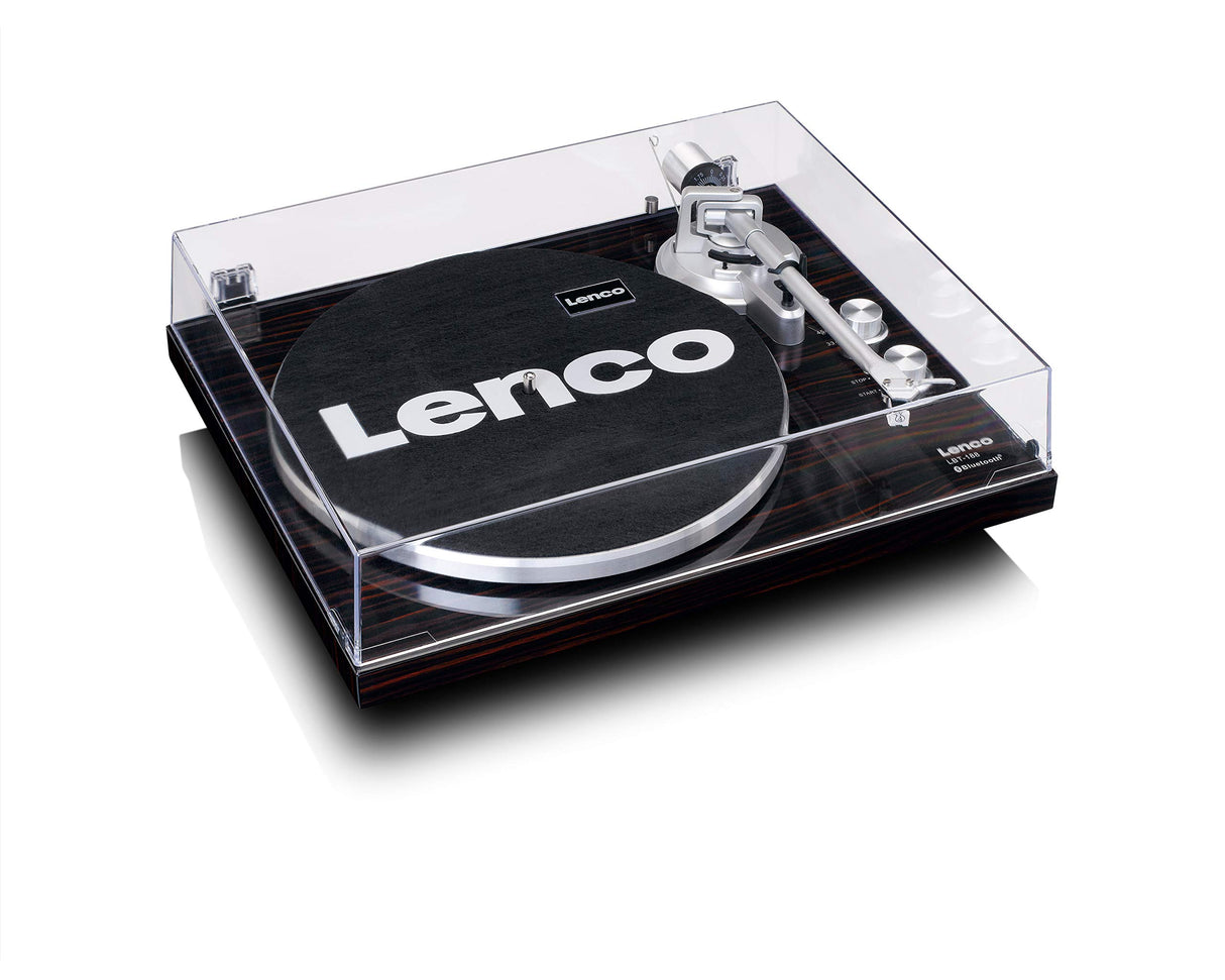 Lenco LBT-188 Tocadiscos Bluetooth - admite Salidas de RCA y USB - 2 velocidades 33 RPM y 45 RPM - preamplificador - carcasa de MDF - transmisión por correa - nogal