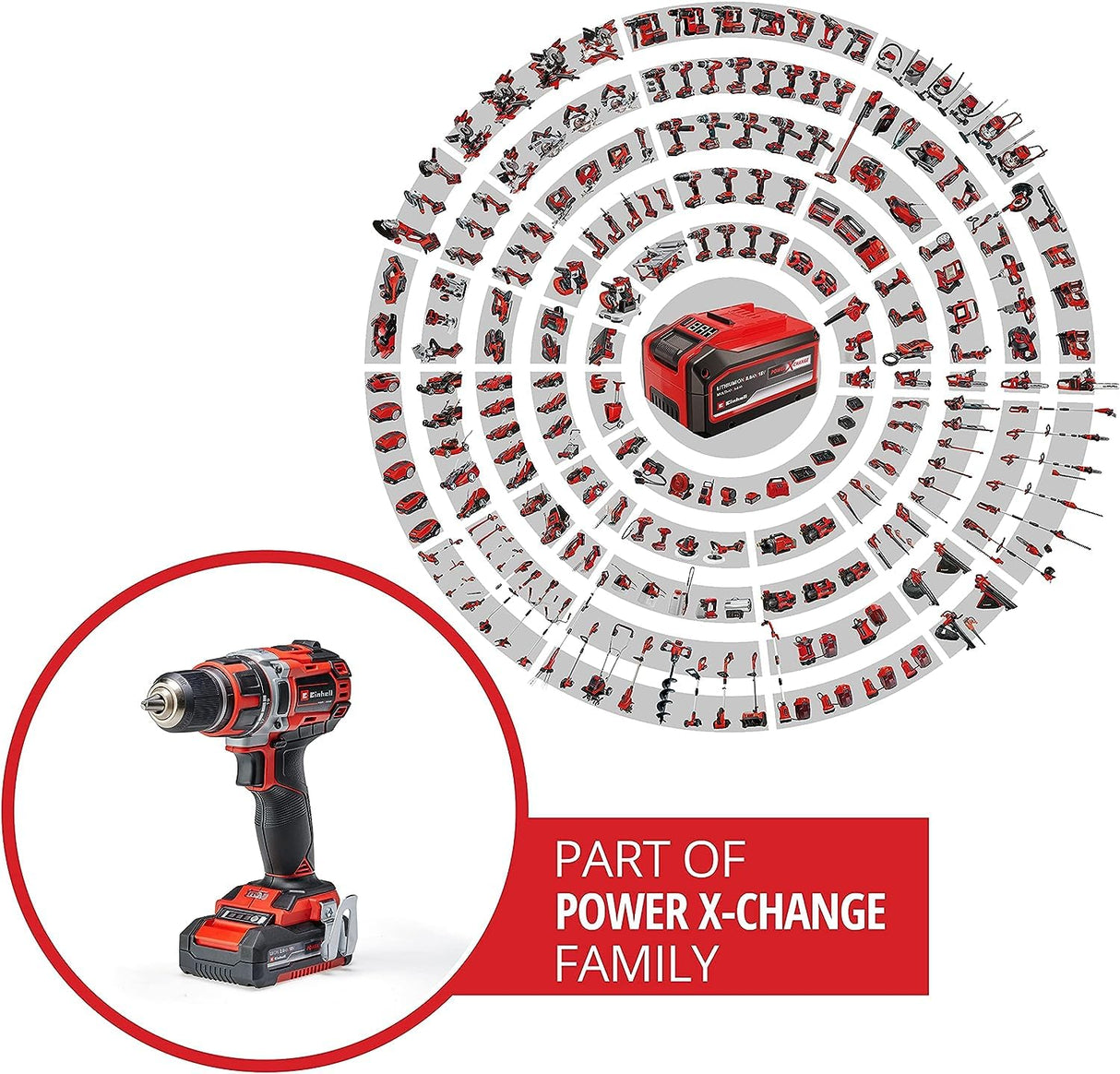 Einhell Taladro/destornillador con batería TE-CD 18/50 Li BL Power X-Change (iones de litio, 18V, máx 50 Nm, portabrocas 13 mm, sistema electrónico velocidad, incl. 2 baterías 2,0 Ah y cargador)