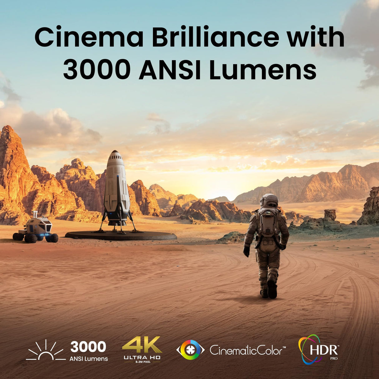 BenQ TK705STi Proyector 4K HDR de Tiro Corto, 3000 lúmenes ANSI, Google TV con Netflix, HDMI 2.1, Baja Latencia, Pantalla de 150" para Cine en Casa