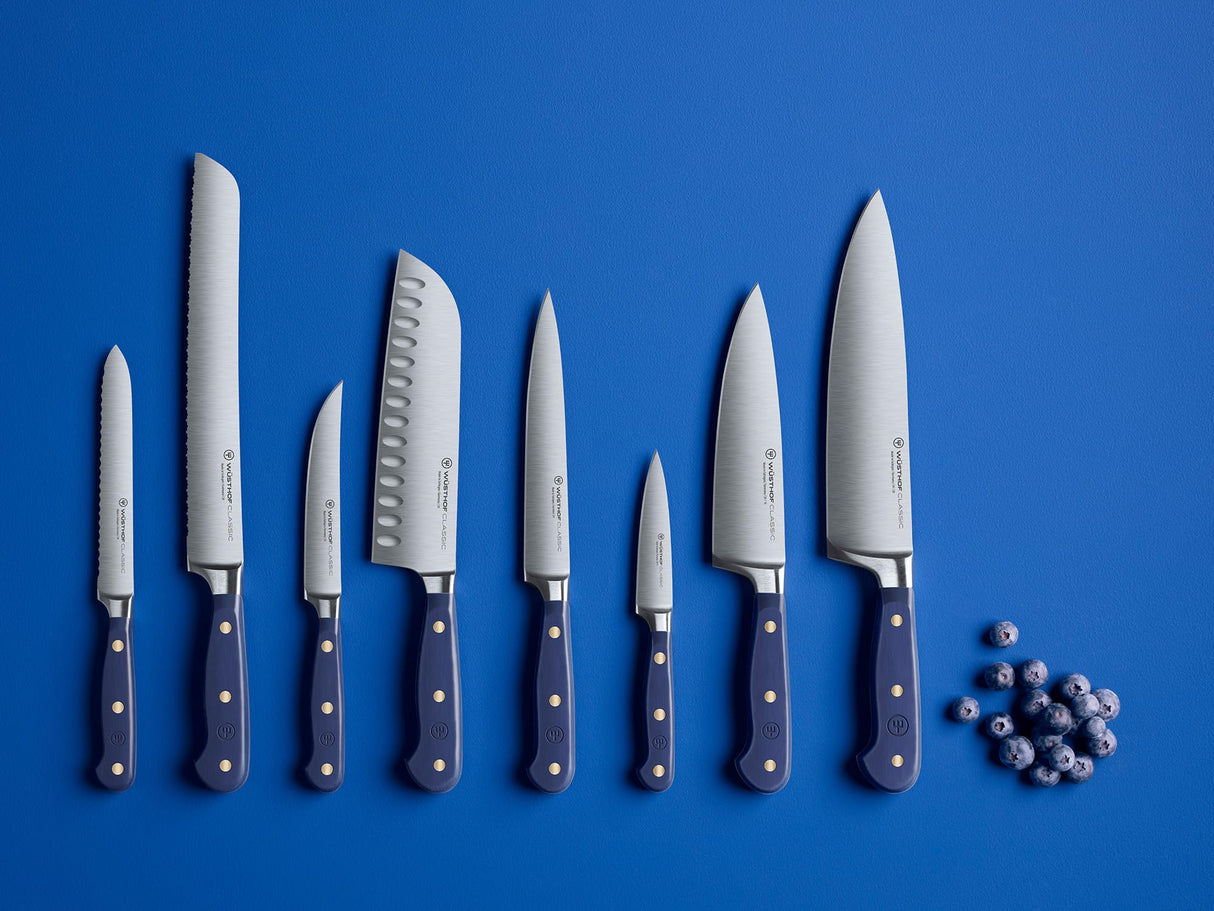 WÜSTHOF Classic cuchillo pan de 23 cm con doble dentado de precisión, Wild Blueberry (Azul)