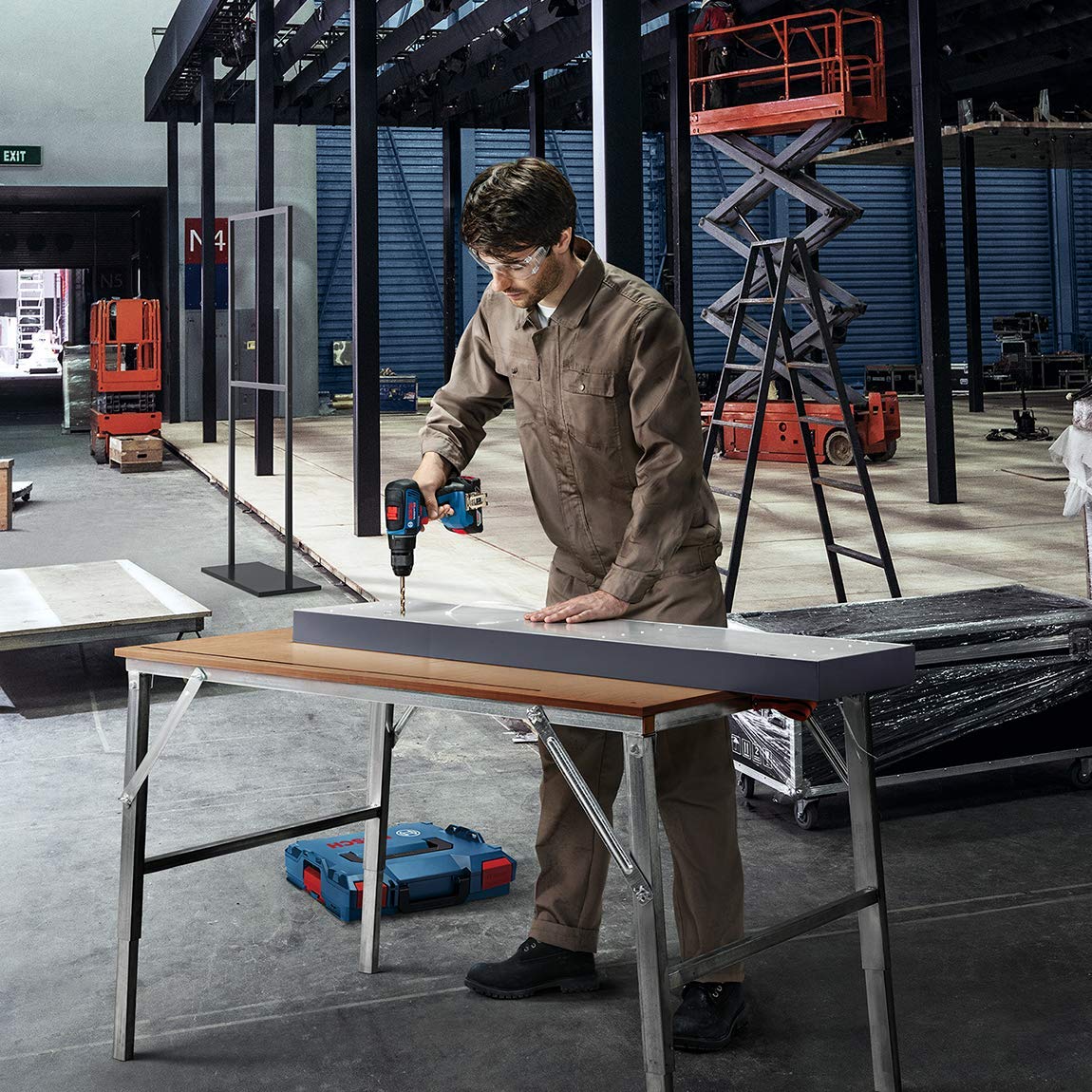 Bosch Professional GSR 18V-55 - Atornillador a batería (2 baterías x 4.0 Ah, 18V, 55 Nm, en L-BOXX)