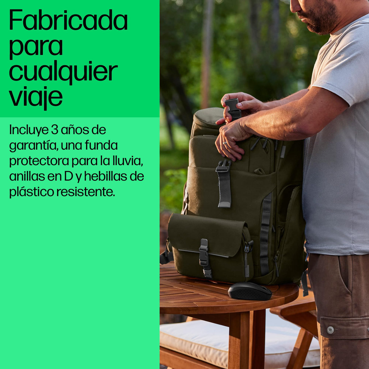 HP Mochila Modular para Portátiles de Hasta 15,6", 3 Productos en 1,Bolsillos Internos y Externos,Compartimentos Acolchados,Resistente al Agua,Correa de Hombro Extraíble,Creada con Material Reciclado