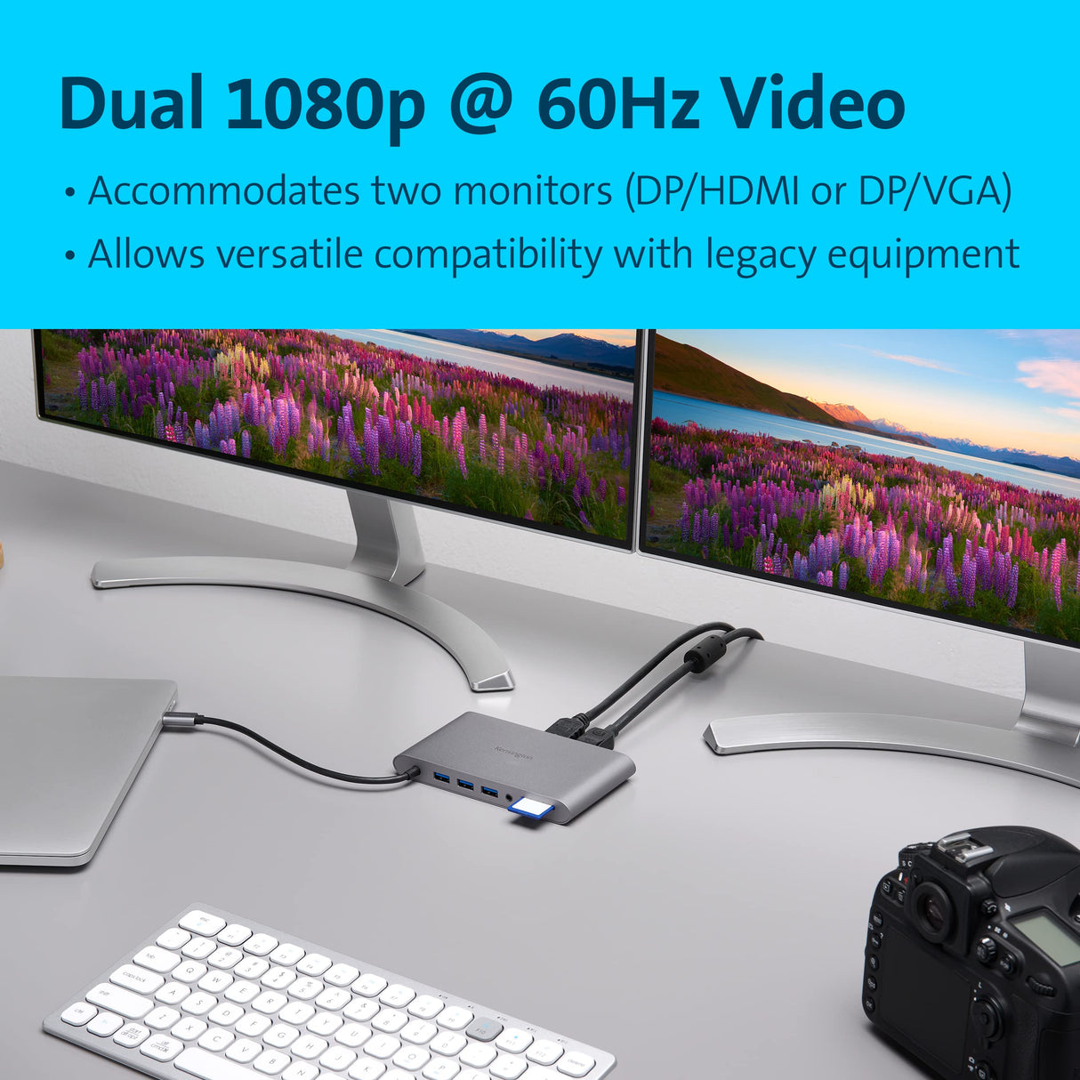 Kensington UH1440P 10 en 1, Base de Acoplamiento para Portátiles, 3 USB-A, 1 USB-C, 1 HDMI, 1 Jack de 3,5 mm, 1 Entrada VGA, 1 DP 1.2++, 1 Lector SD 3.0 y 1 Puerto Gigabit Ethernet (K33853WW)