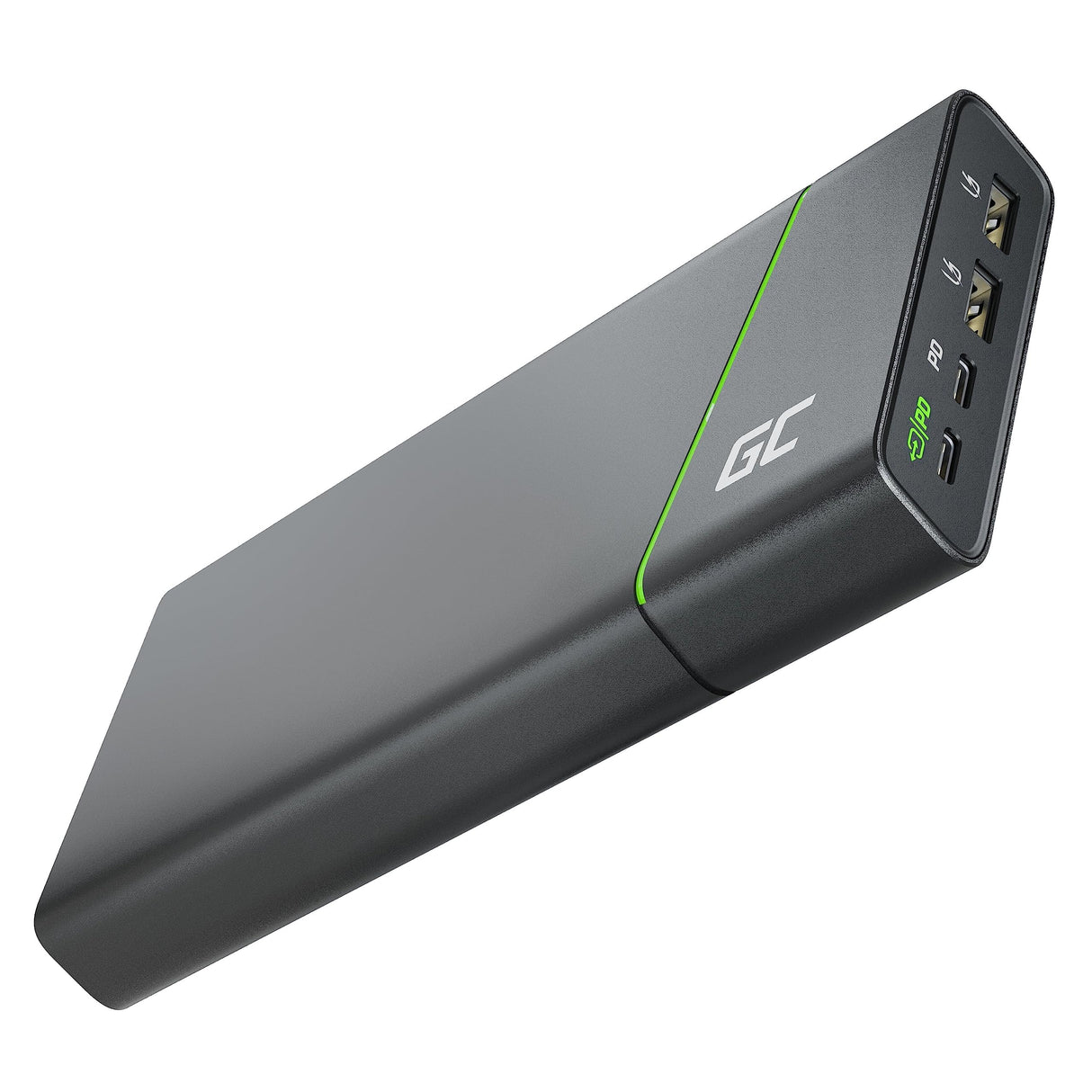Green Cell Bateria Externa GC PowerPlay Ultra 26800mAh 128W | 4-Port Power Bank Cargador Portátil, Carga Rápida QC USB, Power Delivery USB-C 65W | Compatible con MacBook, iPad, iPhone, Galaxy, Switch