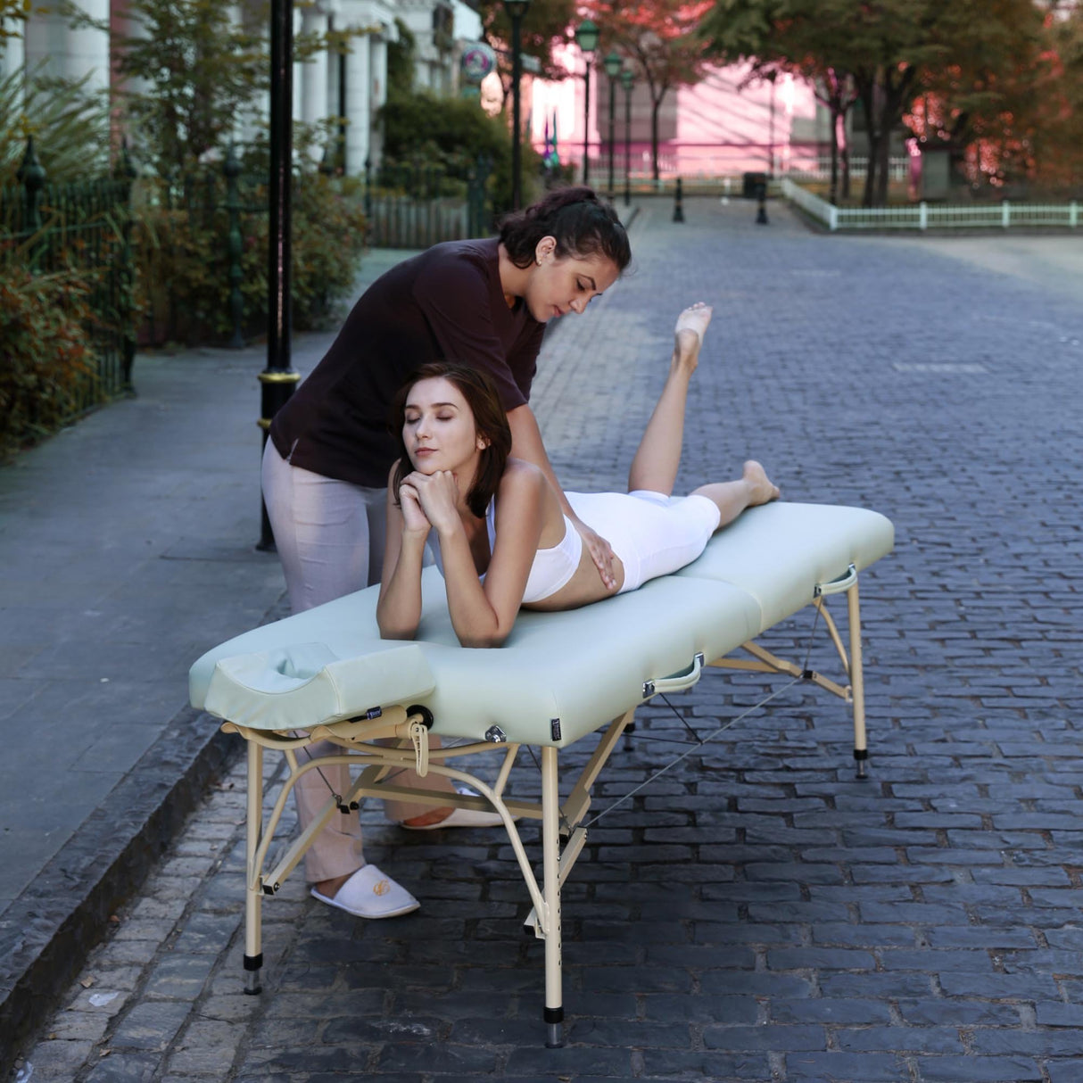 Master Masaje 71 cm Bel Air Masajeador Banco de Masaje de Aluminio Ligero Ideal para Transportar para práctica SPA en Verde Lirio