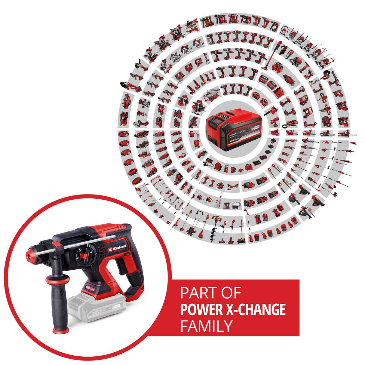 Einhell Professional Martillo perforador con batería TP-HD 18/22 D Li BL-Solo Power X-Change (18 V, sin escobillas, 2,3 J, SDS-plus, potencia en hormigón, empuñadura en D, maletín, sin batería)