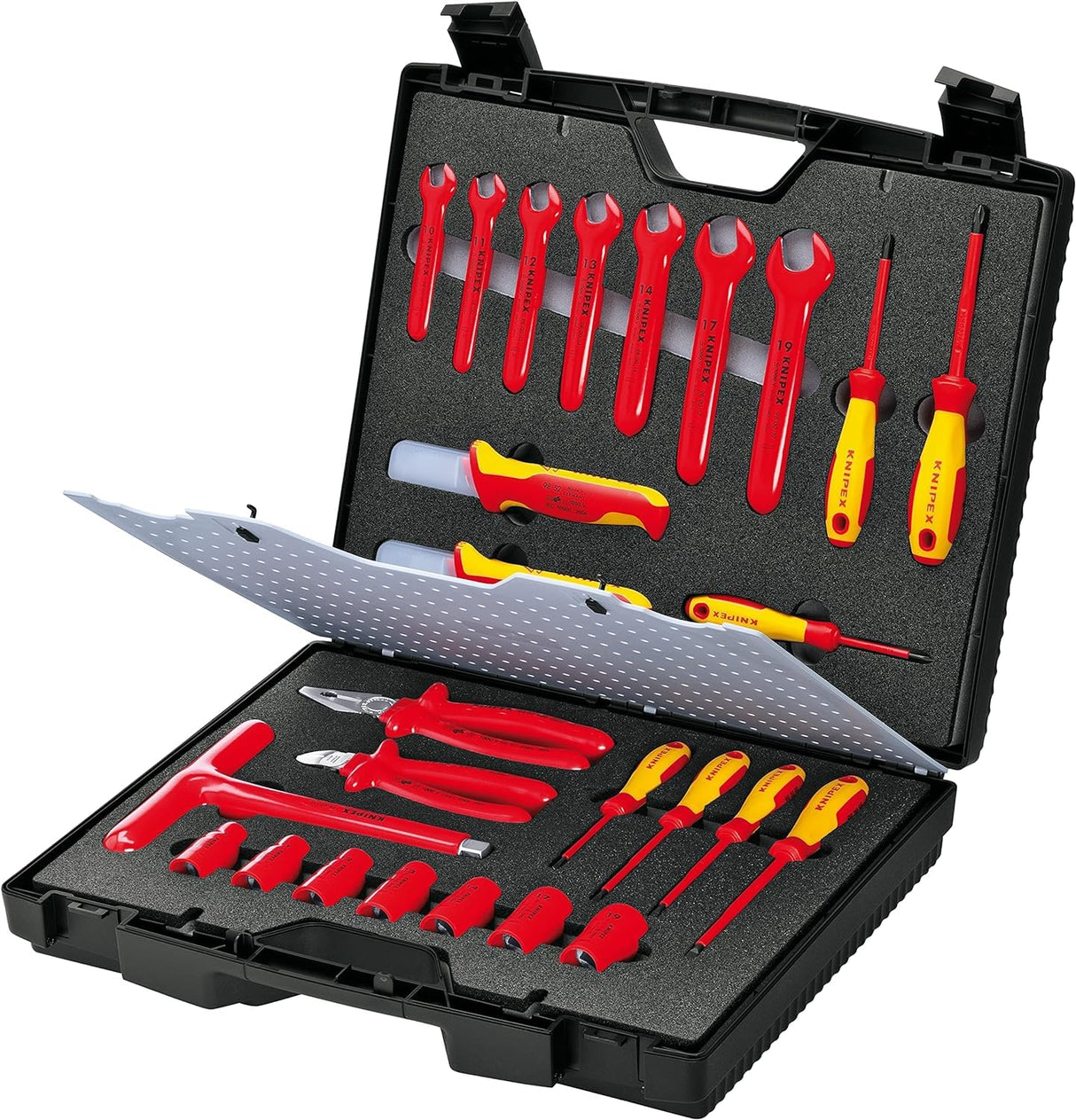 Knipex Maleta de herramientas estándar 26 piezas con herramientas aisladas para trabajar en instalaciones eléctricas 98 99 12