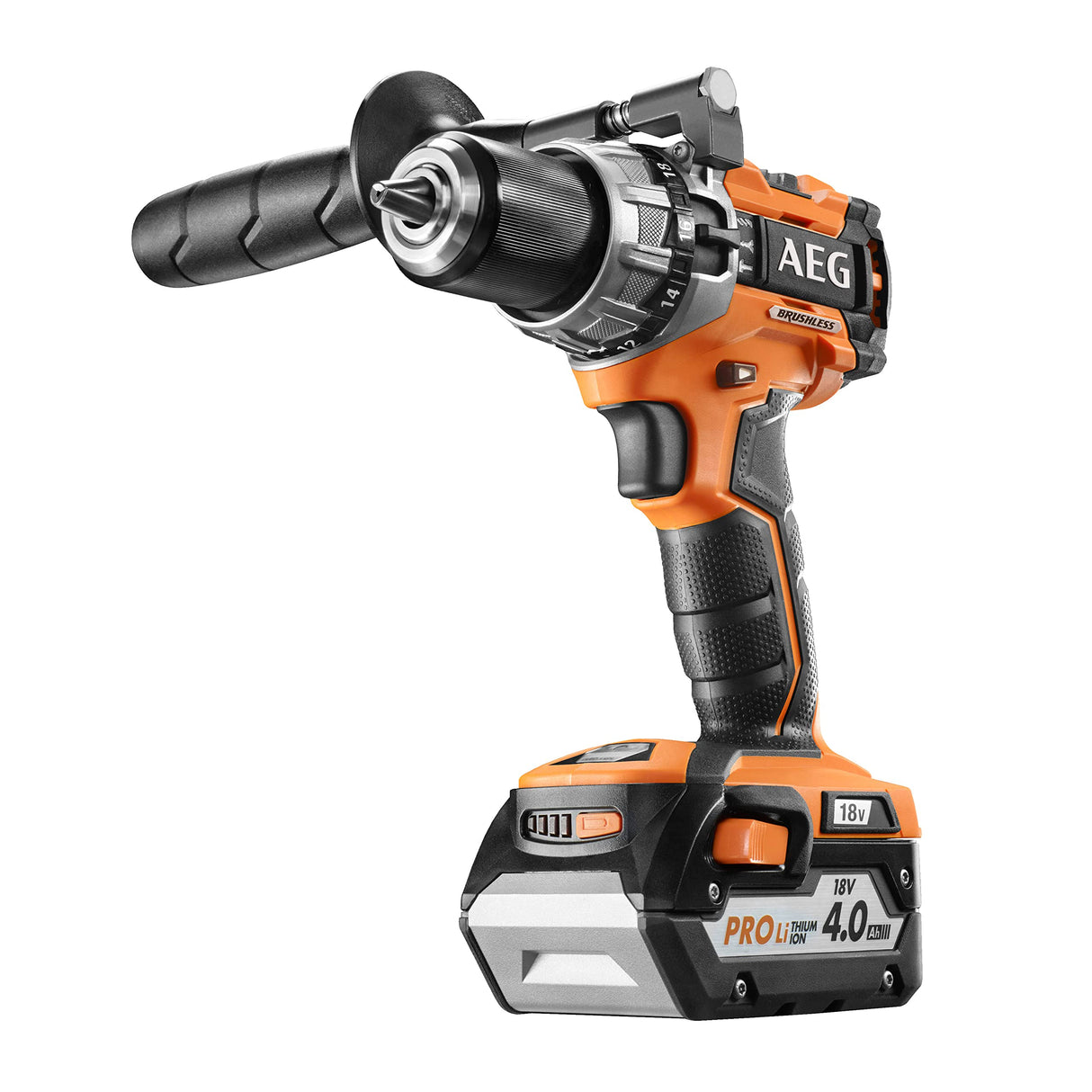 AEG - Taladro Percutor Compacto PRO18V Brushless - Modos Atornillado y Perforación, y 2 Velocidades - Se Entrega con 2 Baterías 2,0Ah Li-ion, 1 Cargador y 1 Maletín - BSB18C2BL-202C
