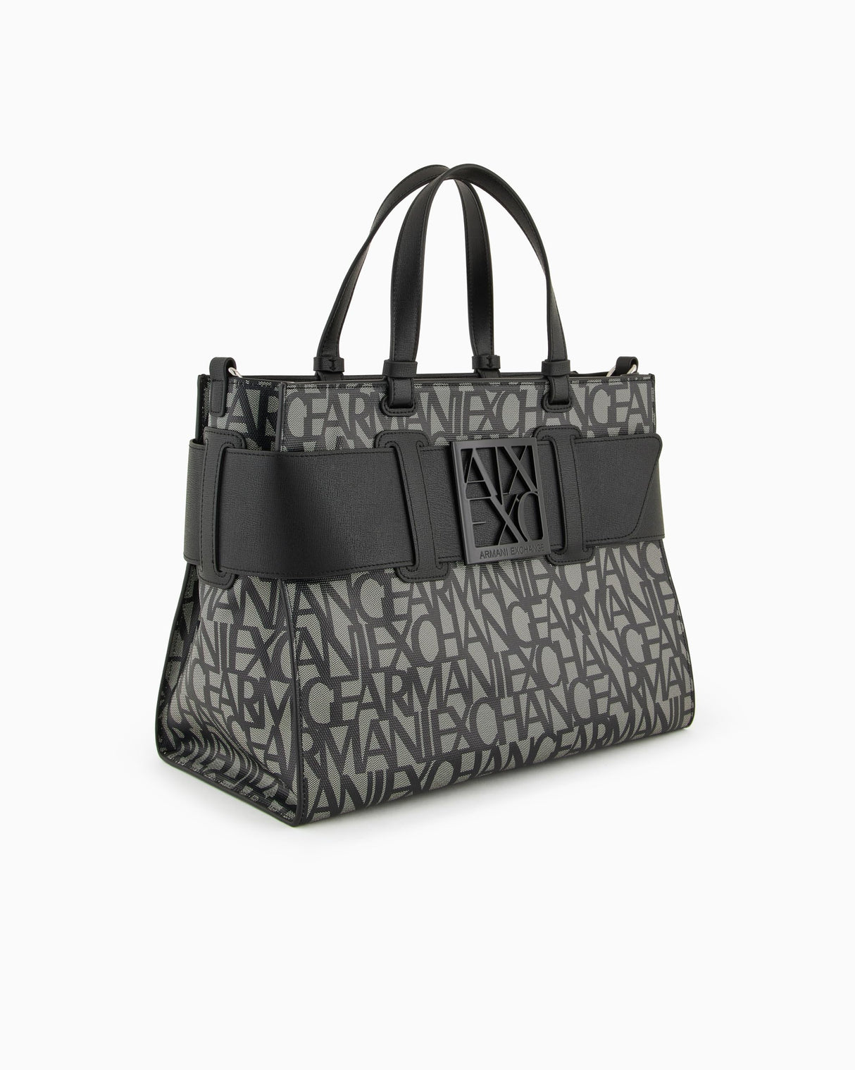 Armani Exchange Bolso Grande con Logotipo de Satchel Tote Bag, Big Mujeres, Beige/Black, Einheitsgröße