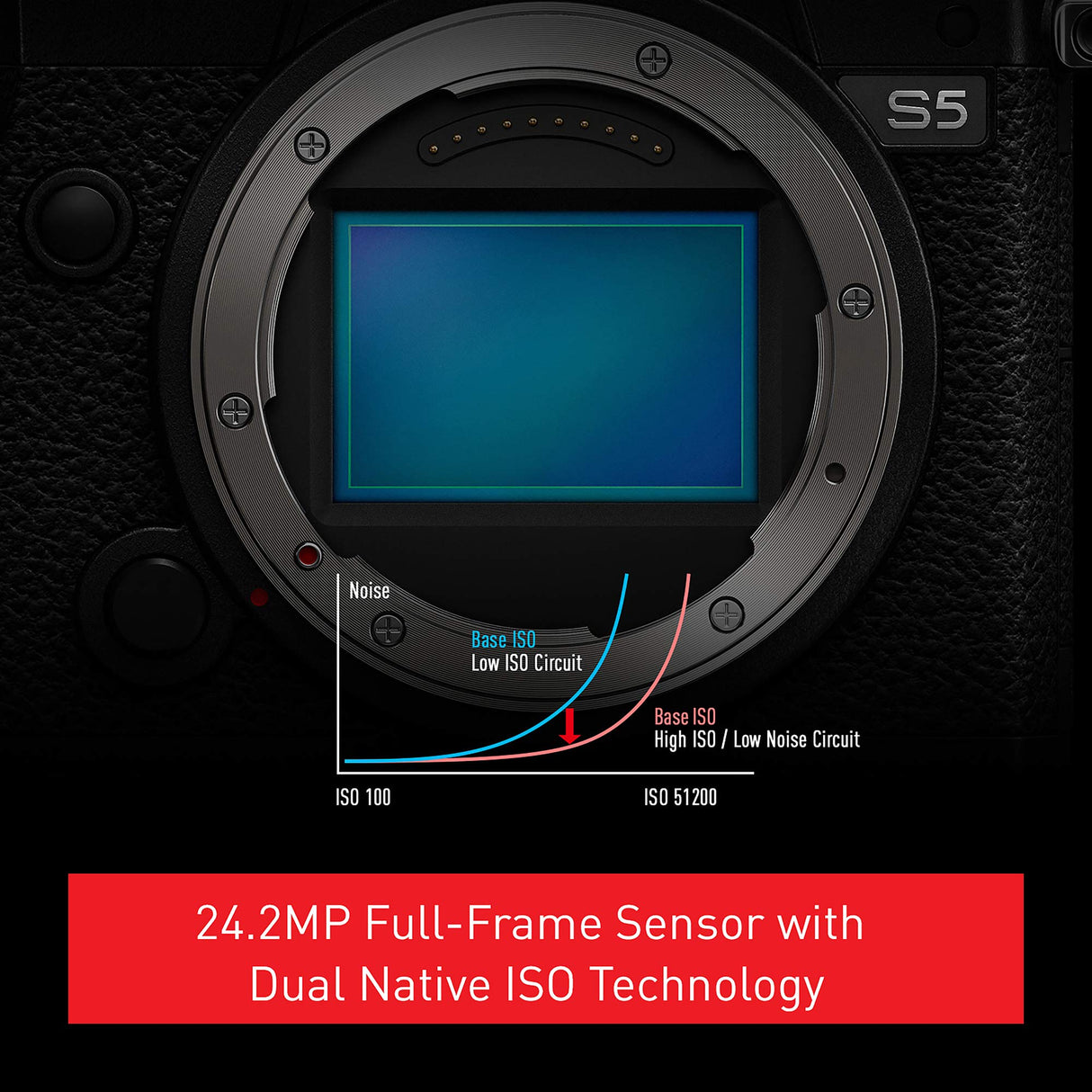 Panasonic LUMIX DC-S5 S5 Cámara sin Espejo de Marco Completo, grabación de Video 4K 60P con Pantalla abatible, Montaje en L, 20-60mm F3.5-5.6 y 50mm F1.8 Lentes, 5-Axis Dual I.S, (Negro)