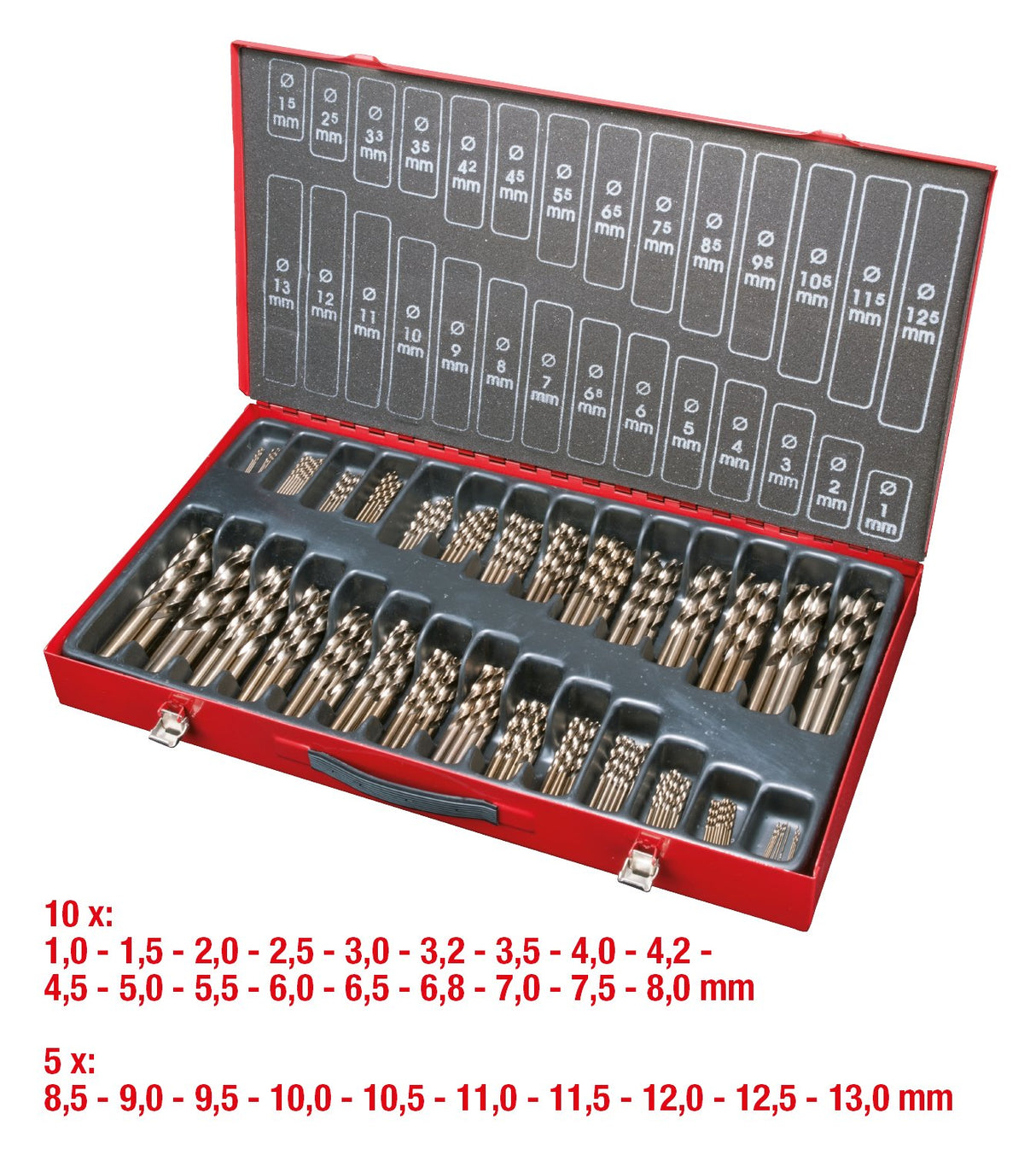KS Tools 330.3650 Surtido de brocas HSS-CO, pulido, 230 pzs, 1-13mm
