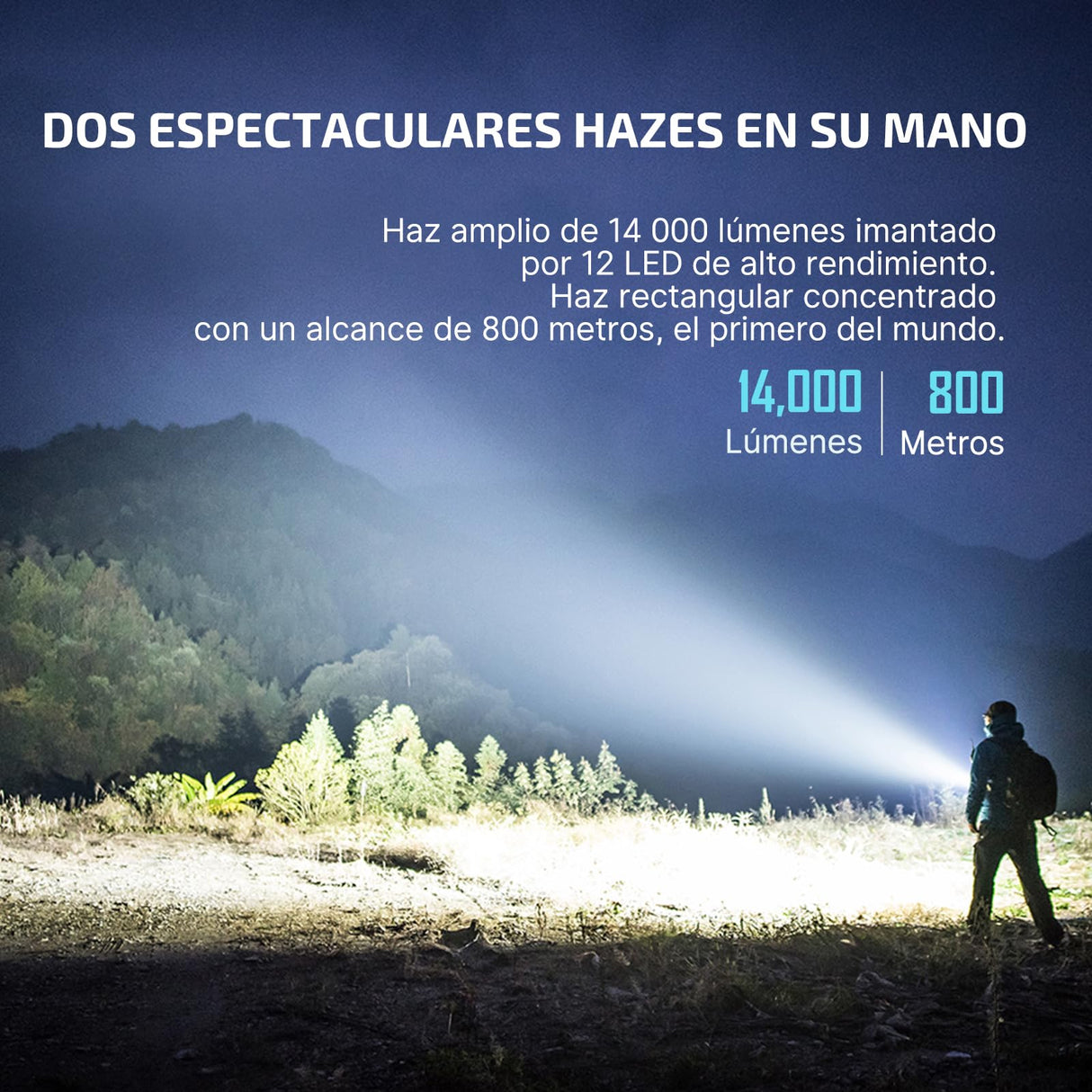 OLIGHT X7R Marauder 2 LED Linterna Táctica Recargable Linterna Eléctrica USB-C Alta Potencia 14000 Lúmenes Impermeable IPX8 Negro