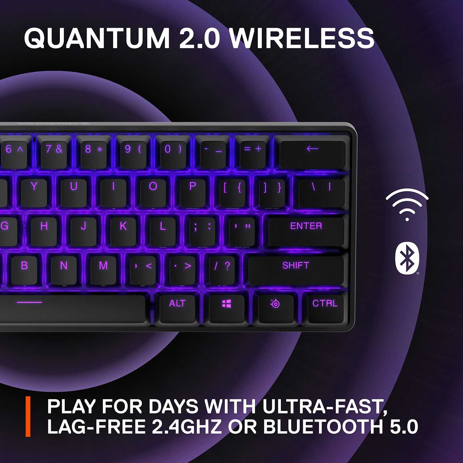 SteelSeries Apex Pro Mini Wireless Teclado gaming HyperMagnetic - El teclado más rápido del mundo - Factor de forma compacto 60 % - Teclas PBT - Bluetooth - 2,4 GHz - USB-C – Teclado nórdica (QWERTY)