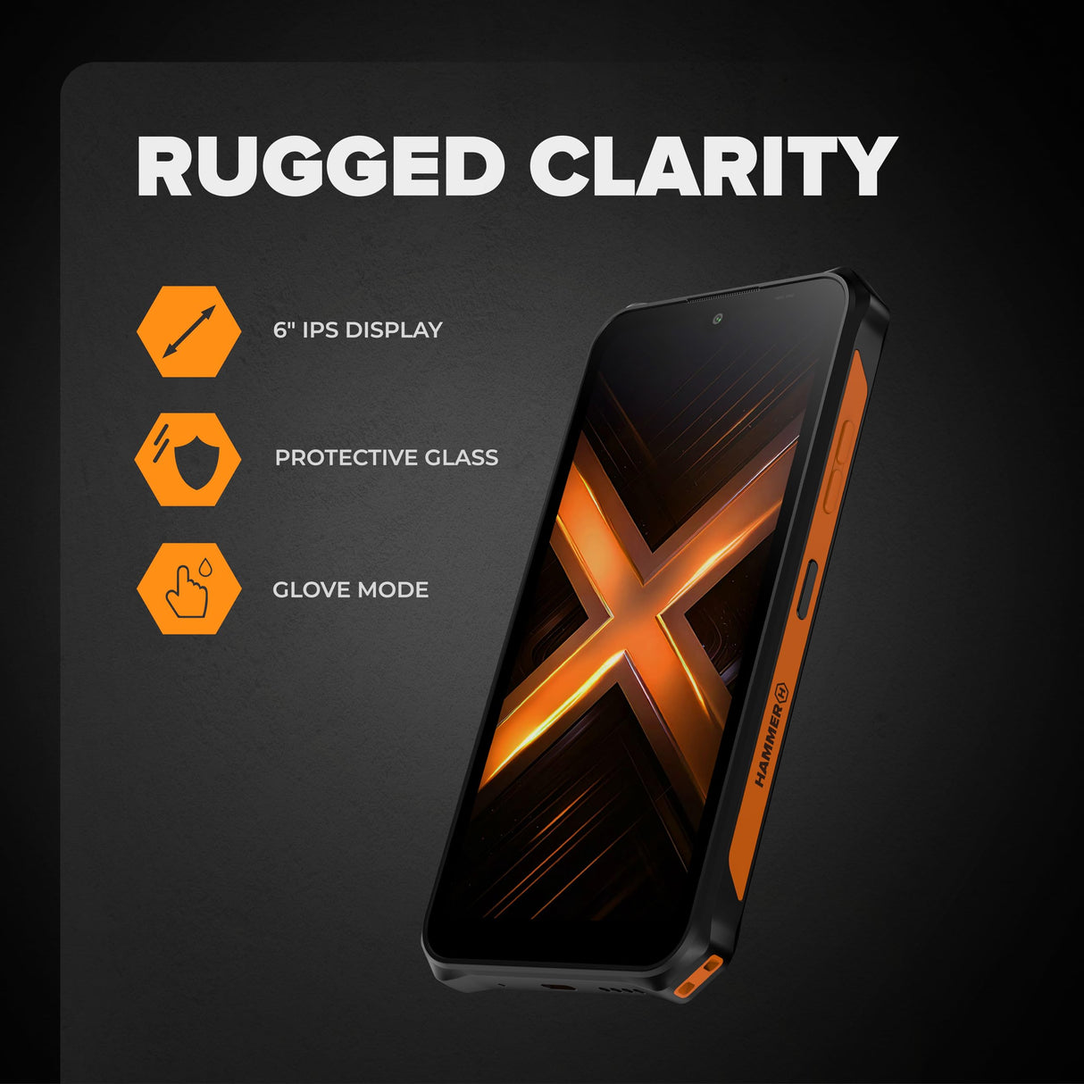 Hammer Energy X2 5G Smartphone Resistente Android 15, Teléfono Indestructible 6,1", IP69, 8 + 8 GB RAM, 256 GB de Almacenamiento, 5000 mAh, eSIM, 2 años de garantía