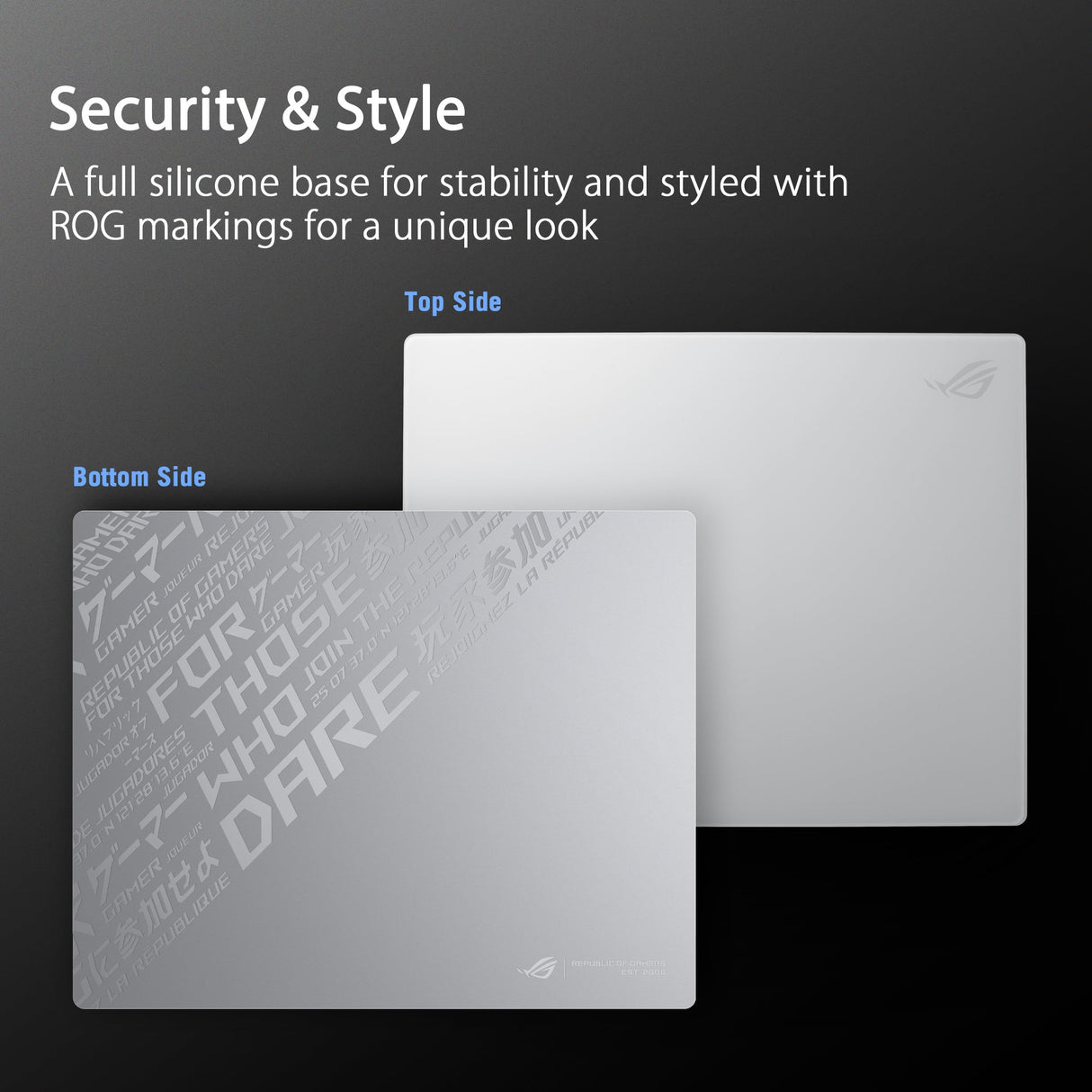 ASUS, ROG Moonstone Ace L, Alfombrilla de ratón de Cristal para Juegos, Superficie ultrasuave, diseño con reducción de Ruido, Vidrio Templado 9H, resiste Impactos y arañazos, Base de Silicona