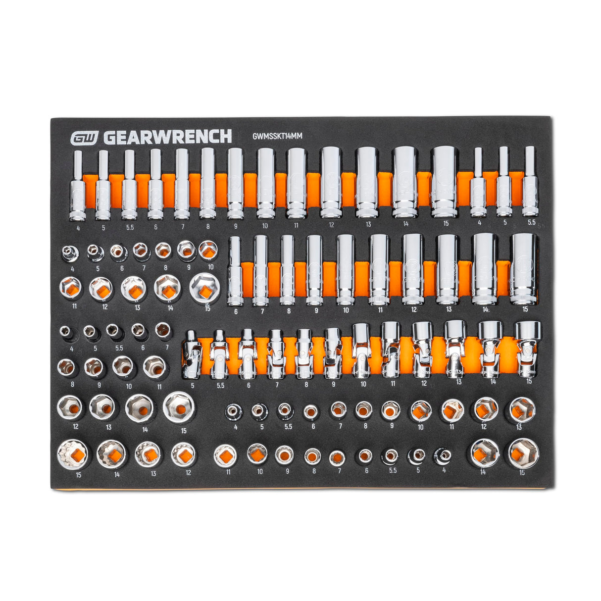 GEARWRENCH Juego de llaves métricas de 1/4 pulgadas en bandeja de almacenamiento de espuma, 89 piezas, GWMSSKT14MM