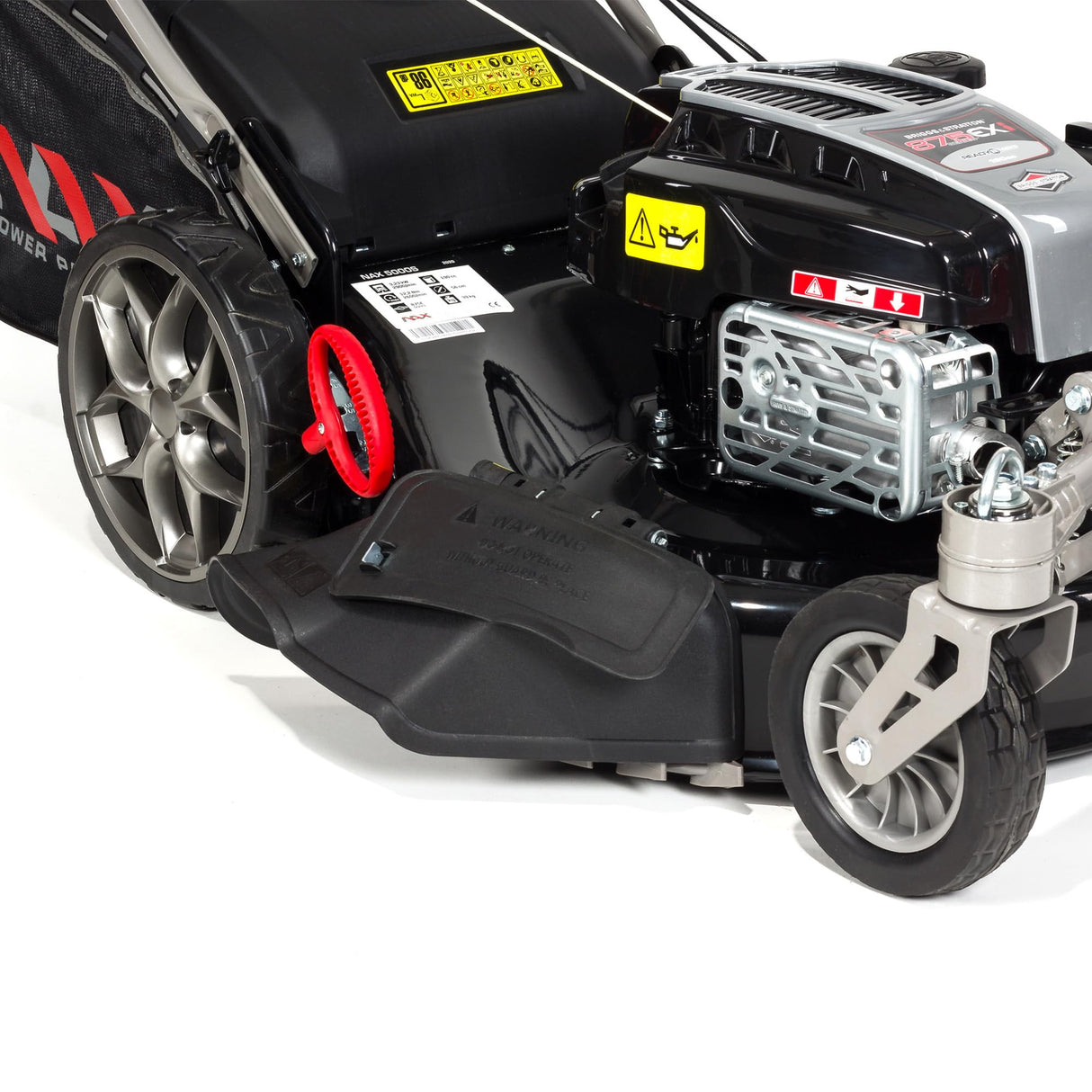NAX POWER PRODUCTS Motor Briggs & Stratton 5000S Serie 875Exi 190 cm3 ReadyStart Ancho de corte 56 cm Cesta 75L Ruedas giratorias delanteras Cortacéspedes de tracción de gasolina