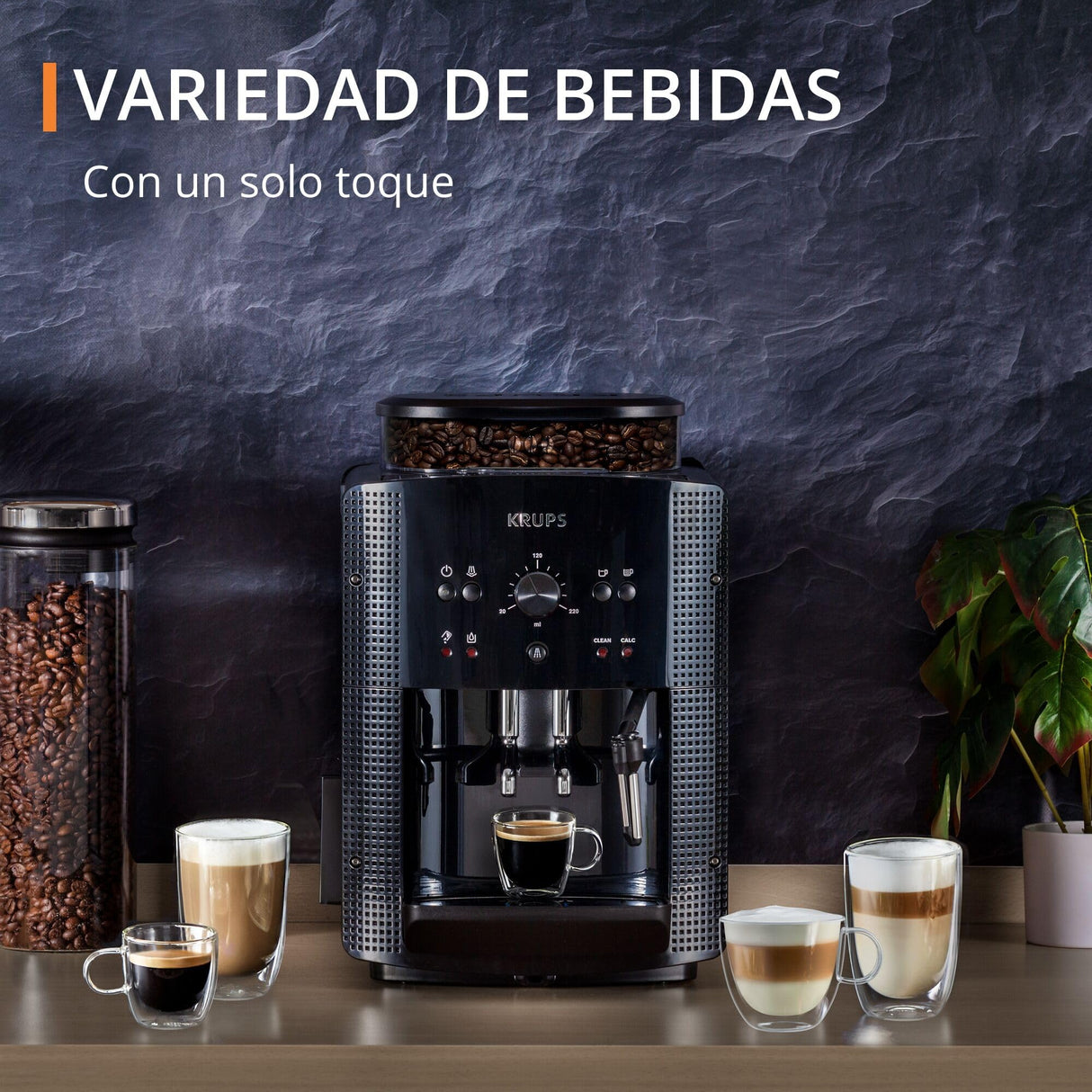 Krups Roma EA810870 - Cafetera superautomática, molinillo cónico de metal, con selección e intensidad de café, Boquilla vapor, 2 boquillas, incluye kit limpieza