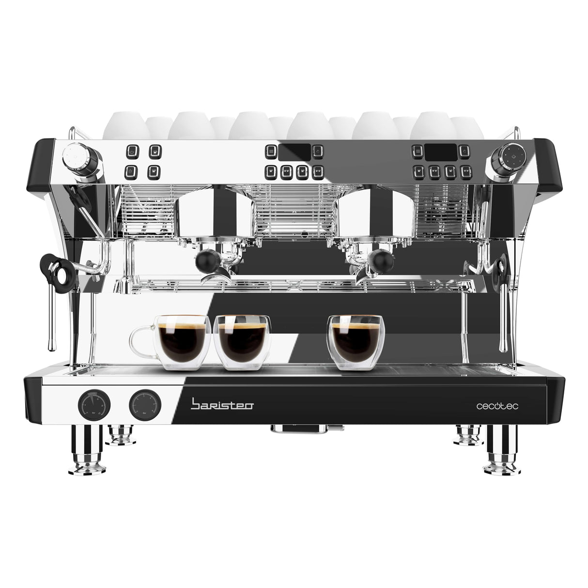 Cecotec Cafetera Express Barista Baristeo Mattina 2X. 4200W, Bomba Rotatoria 9 Bares, Caldera Triple, Pantalla Pid, Caudalímetro, Doble Manómetro, 4200W, Extracción Crema, Diseño Profesional