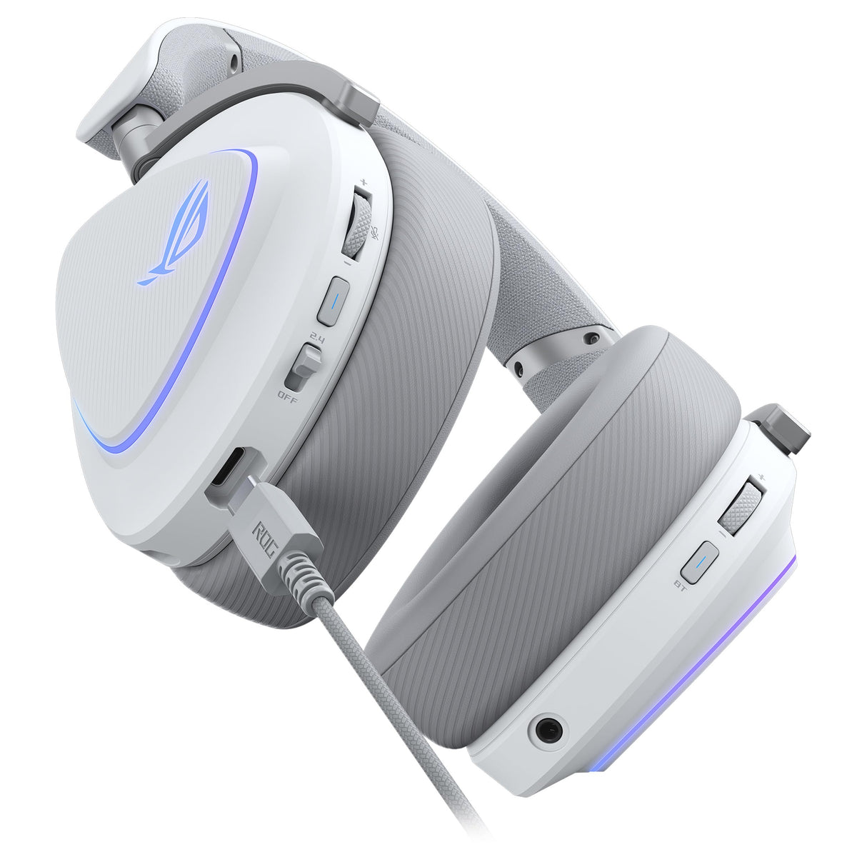 ASUS ROG Delta II Auriculares Gaming inalámbricos, Controladores de 50 mm, ROG SpeedNova, micrófono 10 mm, 153hrs de batería, DualFlow, BT, 2.4GHz, 3.5 mm, PC, Switch, PS4, PS5, Xbox, Blanco Lunar