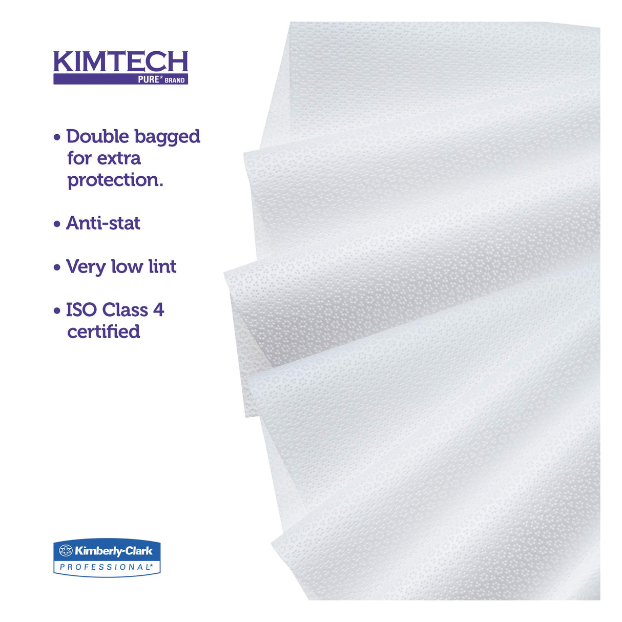 Kimtech Pure W4 Paños 7605, 5 bolsas x 100 hojas blancas