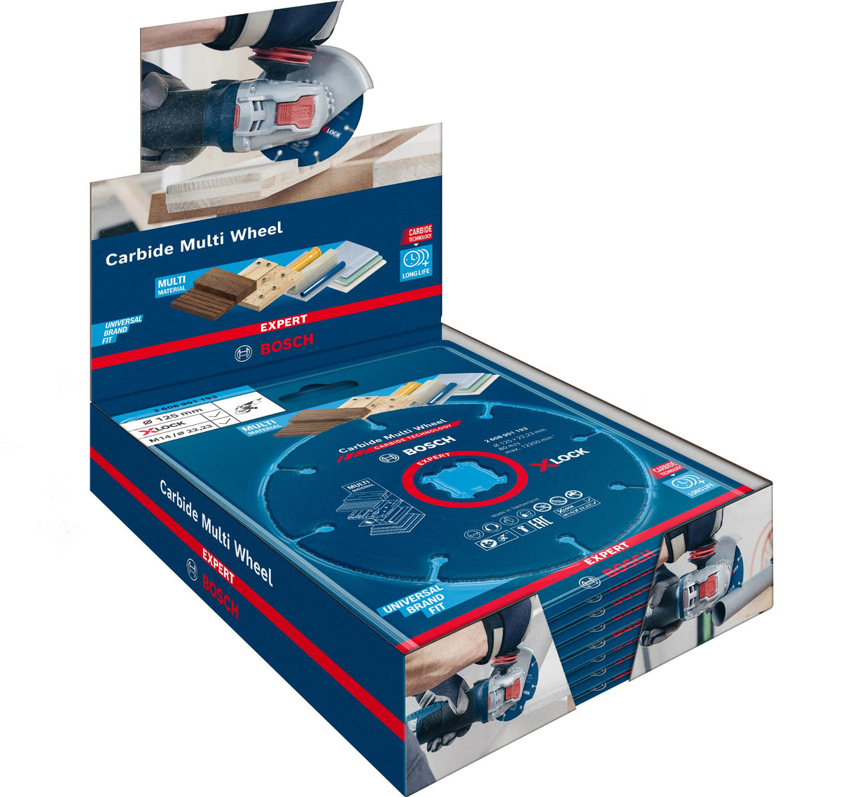 Bosch Professional 10x Discos de corte Expert Carbide Multi Wheel X-LOCK (para Madera dura, Ø 125 mm, accesorios Amoladora pequeña)