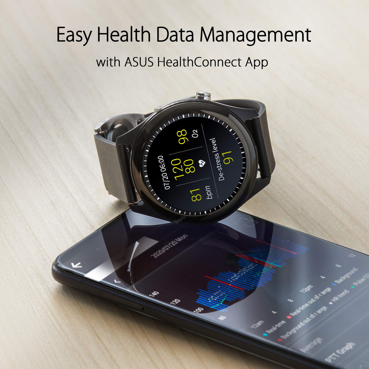 ASUS HC-A05 VivoWatch SP Smartwatch con Monitorización de Pasos, Ruta, Frecuencia Cardiaca, Sueno, Calorías, Altímetro, Resistente al Agua, Color Negro