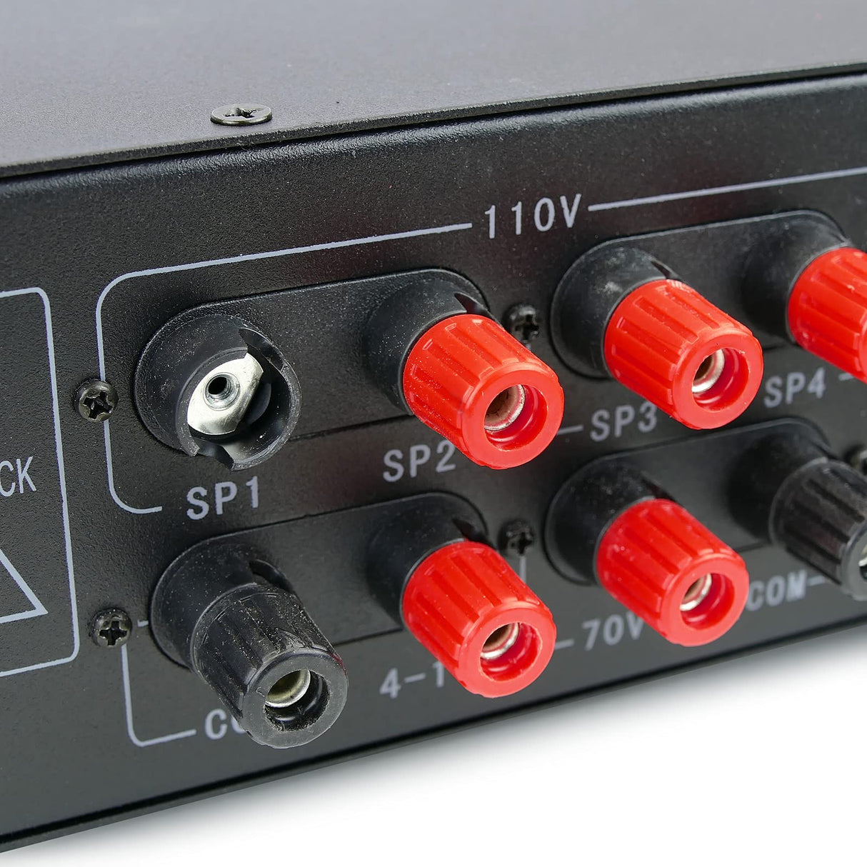 BeMatik - Amplificador para sonorización Profesional de 450W 110V 4 Zonas con Mic AUX MP3 Rack