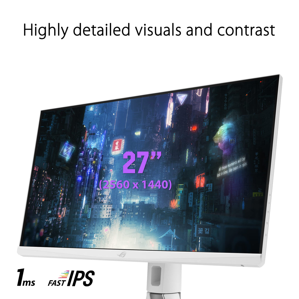 Asus XG27AQ-W ROG Strix Monitor de Gaming, Fast IPS, 27 Pulgadas, WQHD 2560 × 1440, hasta 170 Hz, 1 ms GTG, ELMB Sync, G-Sync Compatible, Display HDR 400