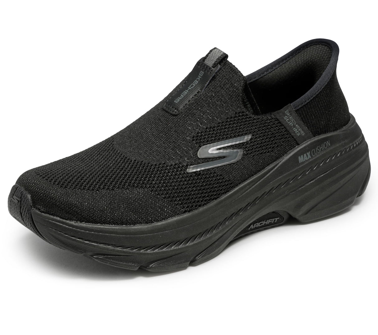 Skechers MAX Cushioning Arch Fit 2.0 Cambridge, Zapatillas Mujer, Black Textile/Trim, 37.5 EU