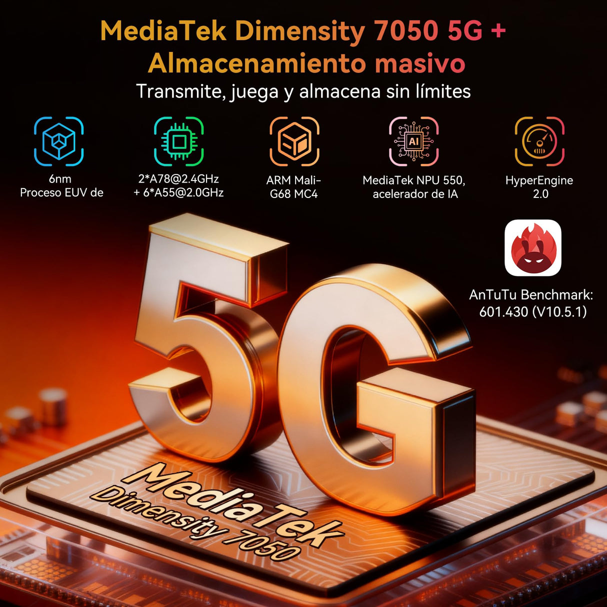 Blackview XPLORE 1 WT Movil Irrompible 5G, 20000mAh Movil Indestructible, 48GB+512GB, 6,78" FHD+ & 2,01" 120Hz Android 15 IP69K, 64MP+50MP+20MP, NFC/OTG/GPS/AI