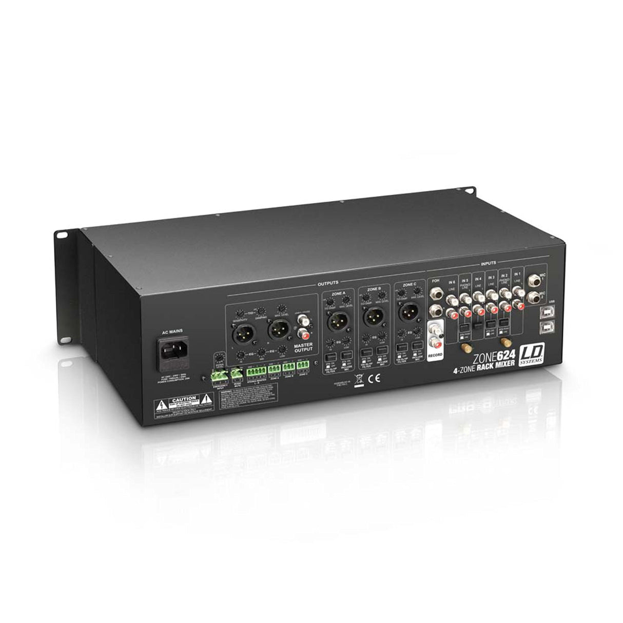 LD Systems ZONE 624 - Mezclador de 4 zonas, formato 19" 3 U