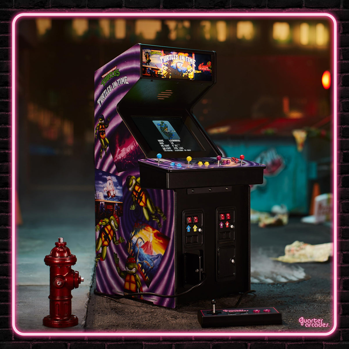 Numskull quarter arcades TMNT Tortugas en el Tiempo Edición Coleccionista Mini Arcade - Réplica de Madera auténtica a Escala 1/4, ROM Original, batería Recargable y Altavoces de 3 W para entusiastas
