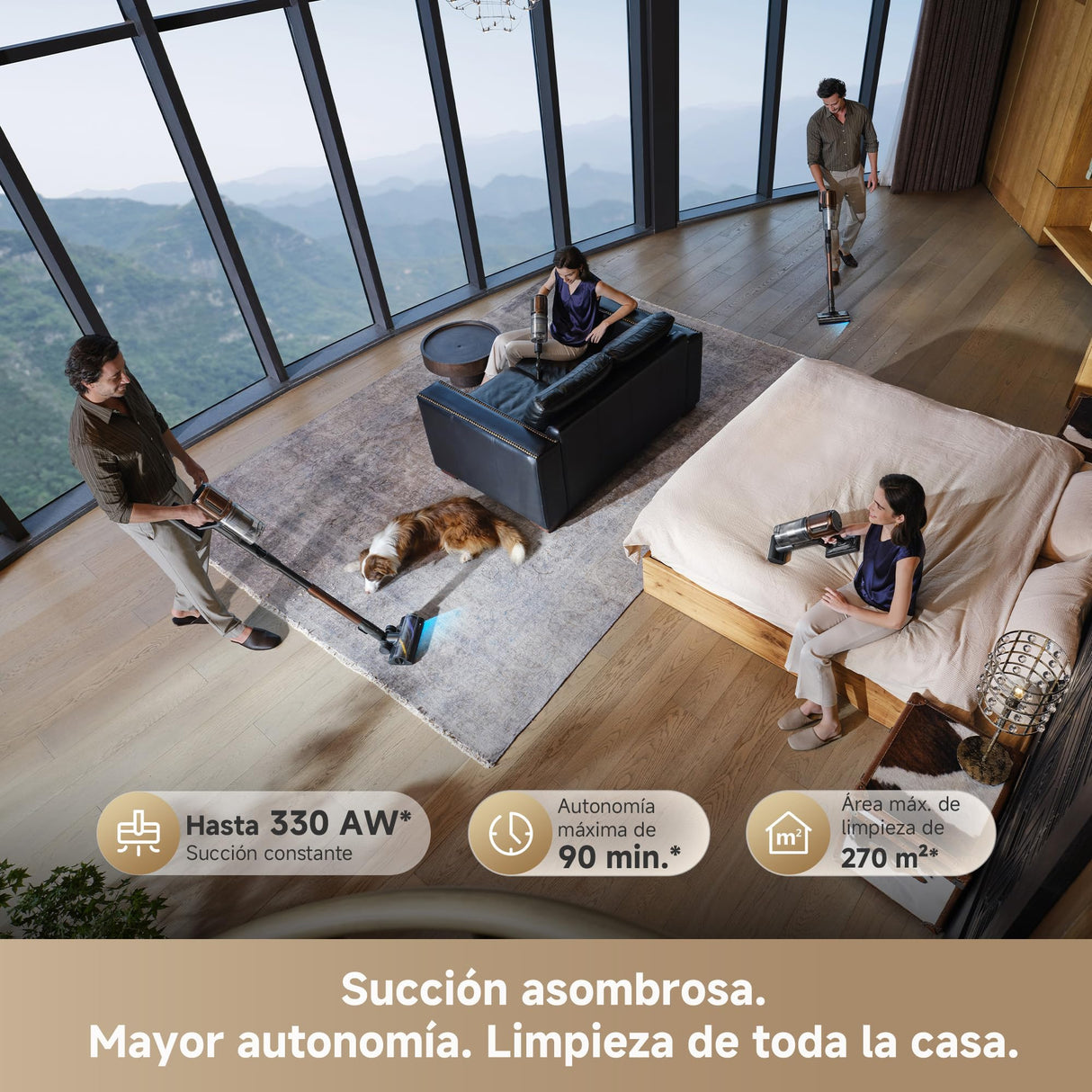 DREAME V30 Aspirador Sin Cable, Limpieza a 0 mm de Los Bordes, Succión de 330 AW, Antienredos, Limpieza de Alfombras de Pelo Largo y Suelos Duros, Limpieza de Pelos de Mascotas, Auto. Máx. de 90 Min