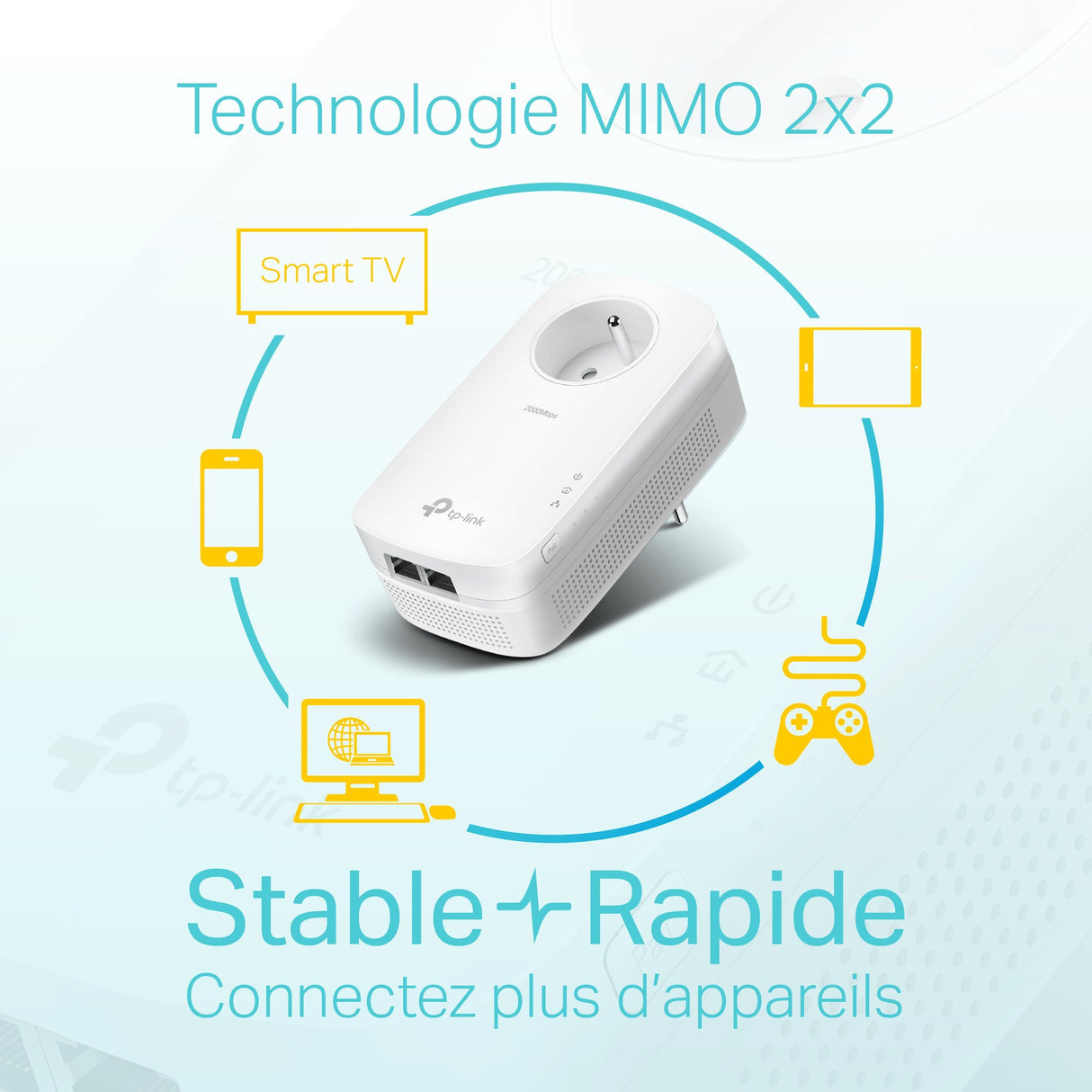 TP-LINK AV2000 - Adaptadores de Red Powerline (FR plug, 2000 Mbit/s Ethernet, 2 piezas) color blanco