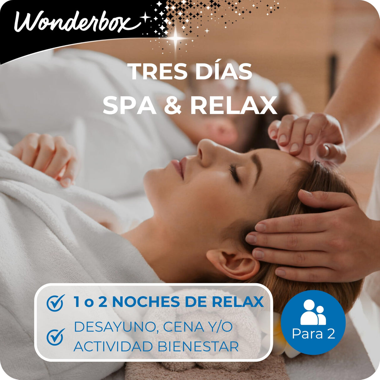 WONDERBOX - Idea de Regalo Navidad - Tres DÍAS SPA & Relax - Dos Noches con desayunos y Actividad Bienestar o más Opciones a Elegir Entre 2.900 hoteles para Dos Personas.