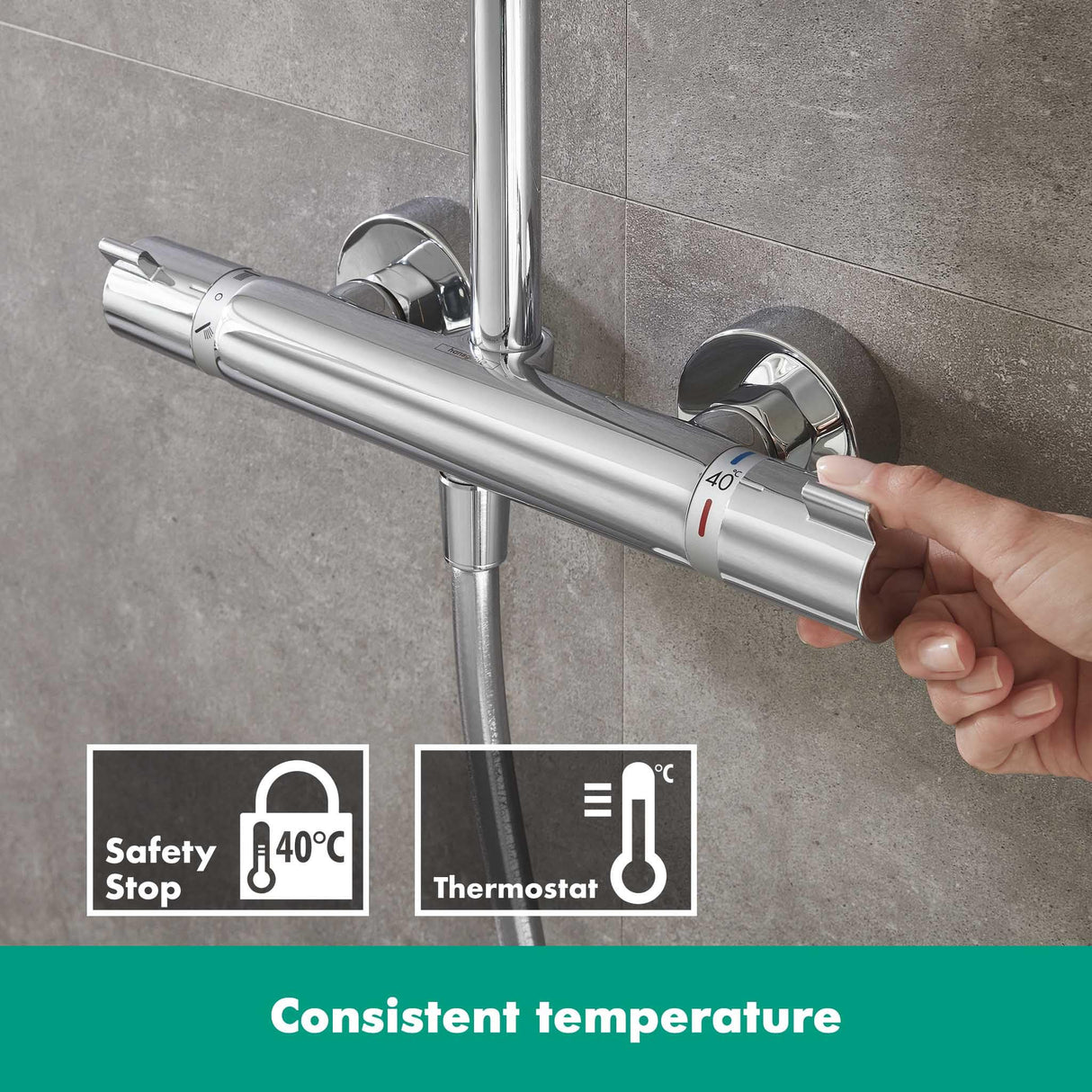 hansgrohe Croma Sistema de ducha con termostato 220 1 tipo de chorro ahorro de agua 9 l/min con termostato, cromo, 27188000