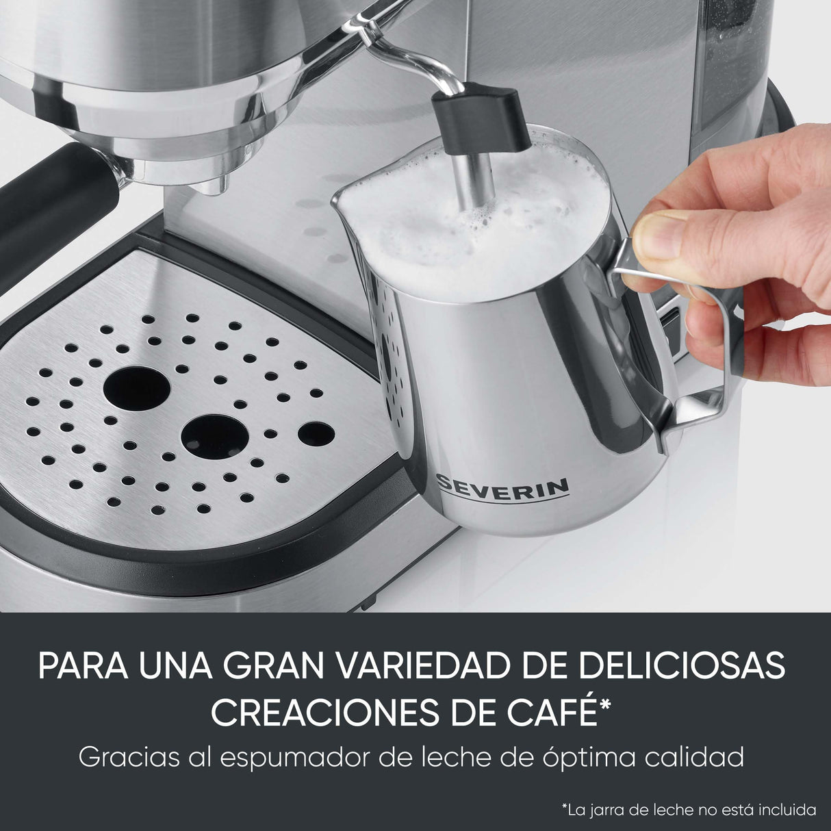 SEVERIN Máquina de café espresso Newspresa, máquina de portafiltro, bomba ULKA con 20 bares, boquilla espumadora de leche, depósito de agua de 1 L, para una o dos tazas, acero inox 1.350 W, KA 5997