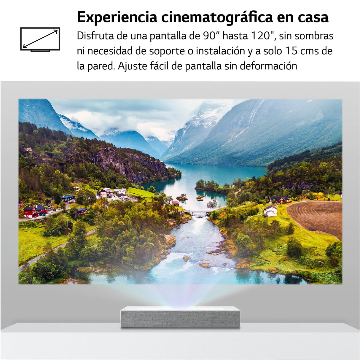 LG HU85LS - Proyector 4K, CineBeam, SmartTV, webOS 4.5, hasta 120 Pulgadas, Fuente Láser 3 Canales, 2.700 lúmenes, 3840 x 2160px, Dolby Surround Audio, Blanco