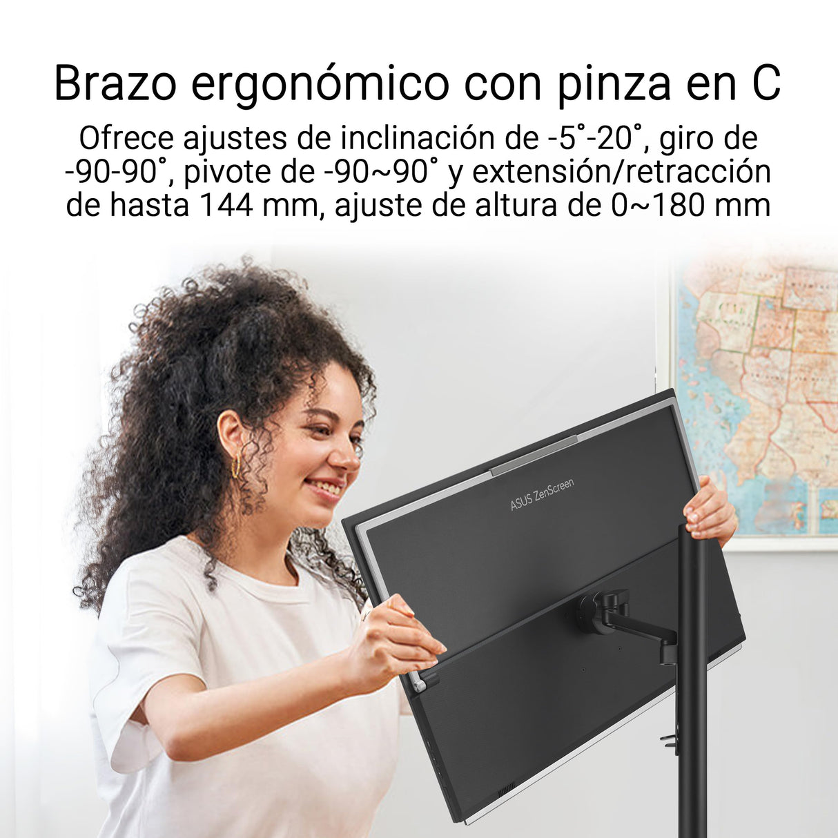 ASUS ZenScreen MB27ACF Monitor portátil de 27 Pulgadas QHD, 2560 x 1440, IPS, 100Hz, USB-C PD 70 W, Altavoces, asa de Soporte, Pinza en C, Gancho de partición, subwoofer, Audio de 2.1 Canales