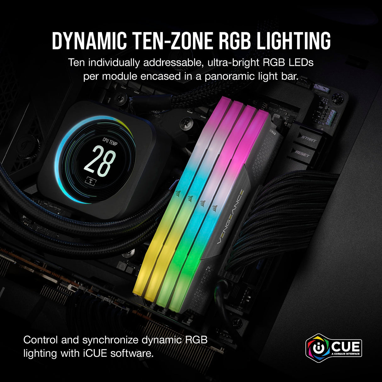 CORSAIR VENGEANCE RGB DDR5 64GB (2x32GB) DDR5 6000MHz CL40 AMD EXPO Intel XMP iCUE Memoria de Ordenador Compatible - Gris (CMH64GX5M2B6000Z40)
