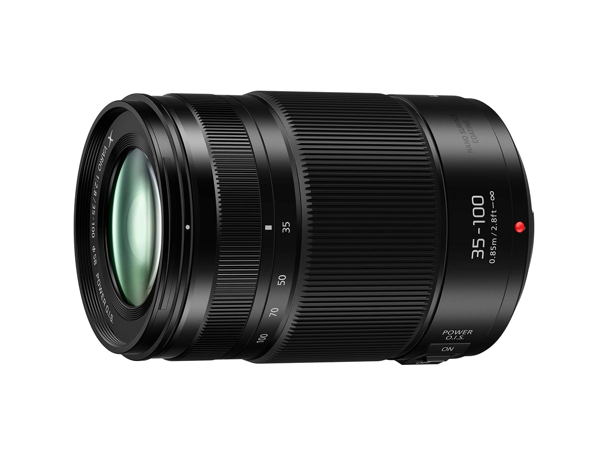 Panasonic LUMIX H-HSA35100 II – Teleobjetivo Zoom para cámaras de montura M4/3 (Focal 35-100 mm, F2.8, tamaño filtro 58 mm, lentes asféricas, resistente agua/polvo/congelación, POWER O.I.S), negro