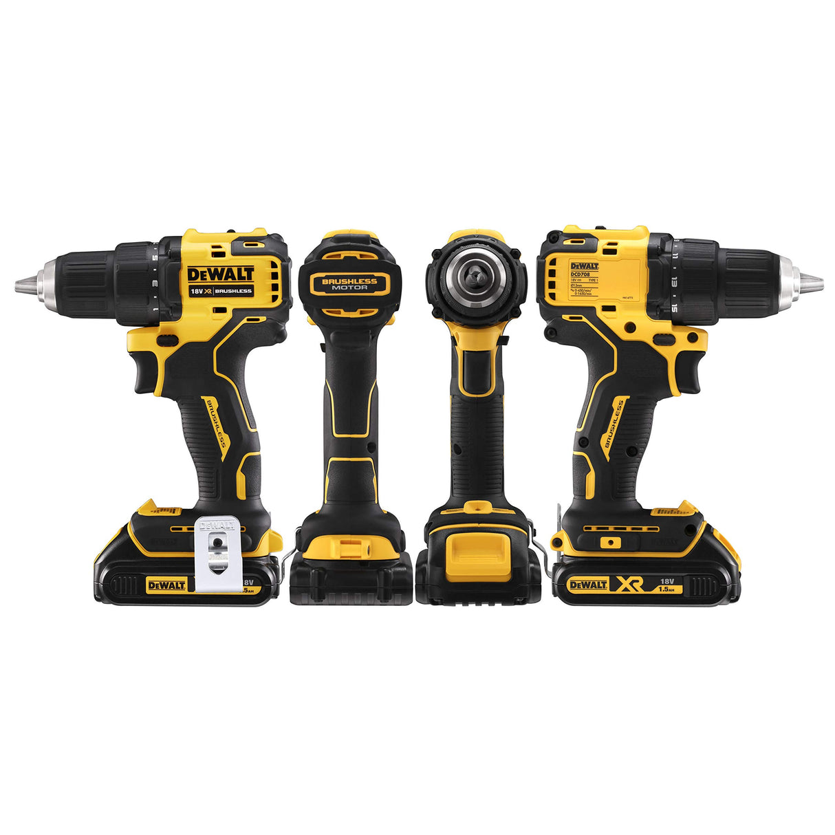 DEWALT DCD708S2T-QW - Taladro Atornillador sin escobillas XR 18V 13mm 65Nm con 2 baterías Li-Ion 1,5Ah y maletín TSTAK