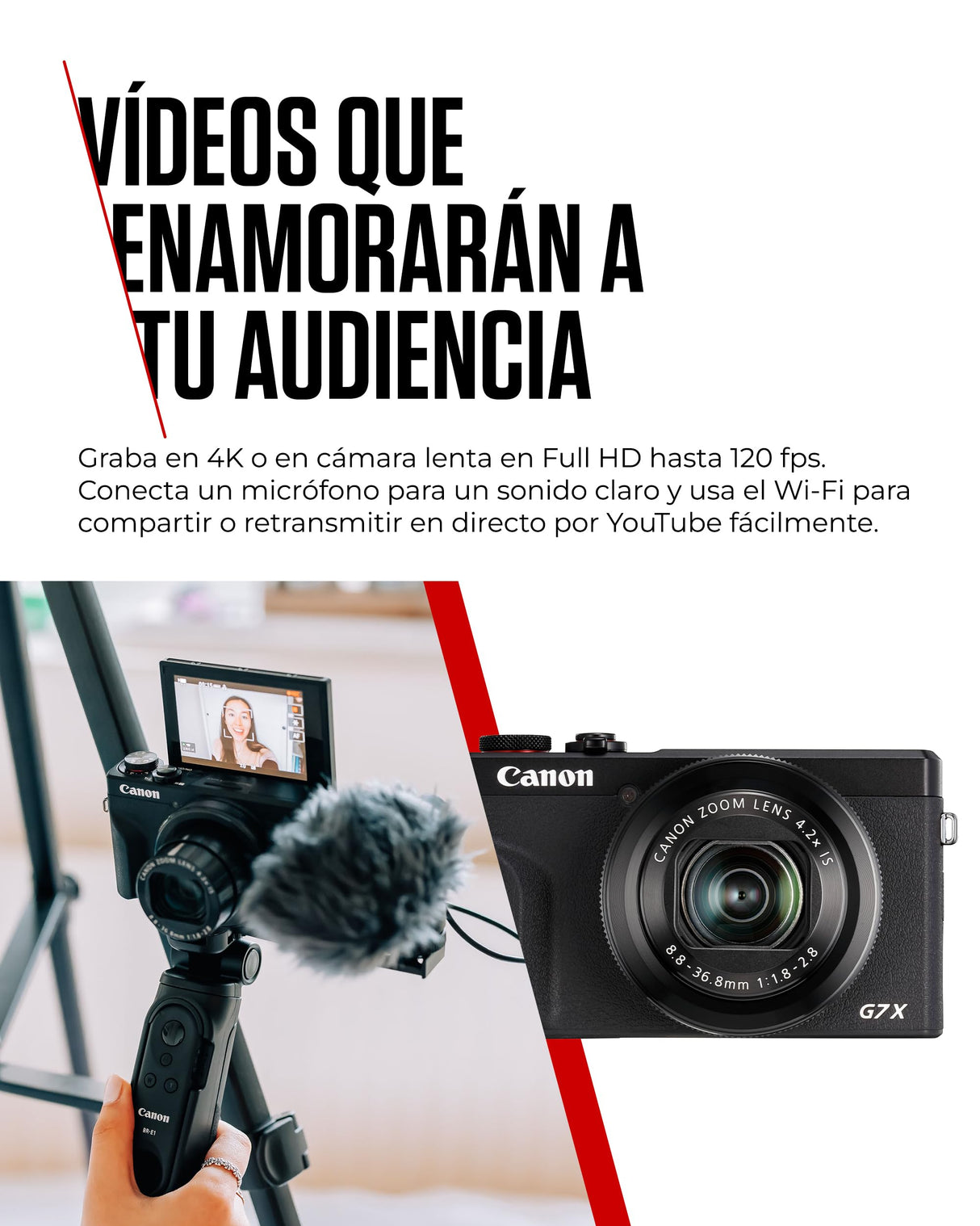 Canon PowerShot G7 X Mark III (Negra) - Cámara Digital Compacta con Sensor de 1 Pulgada y Grabación en 4K - Ideal para Ambientes con Poca Luz - Wi-Fi y Bluetooth - Ideal para Crear Estés Donde Estés