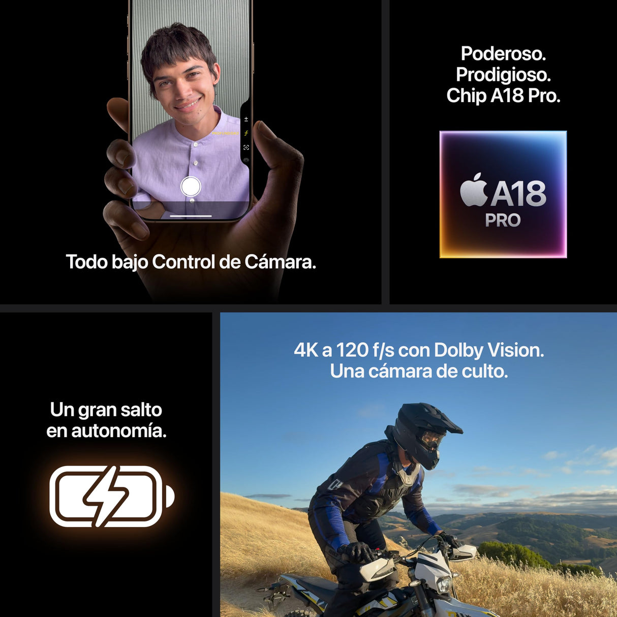 Apple iPhone 16 Pro MAX de 256 GB: Smartphone 5G con Control de Cámara, grabación en 4K a 120 f/s con Dolby Vision y un Gran Salto en autonomía. Compatible con los AirPods; Titanio Natural