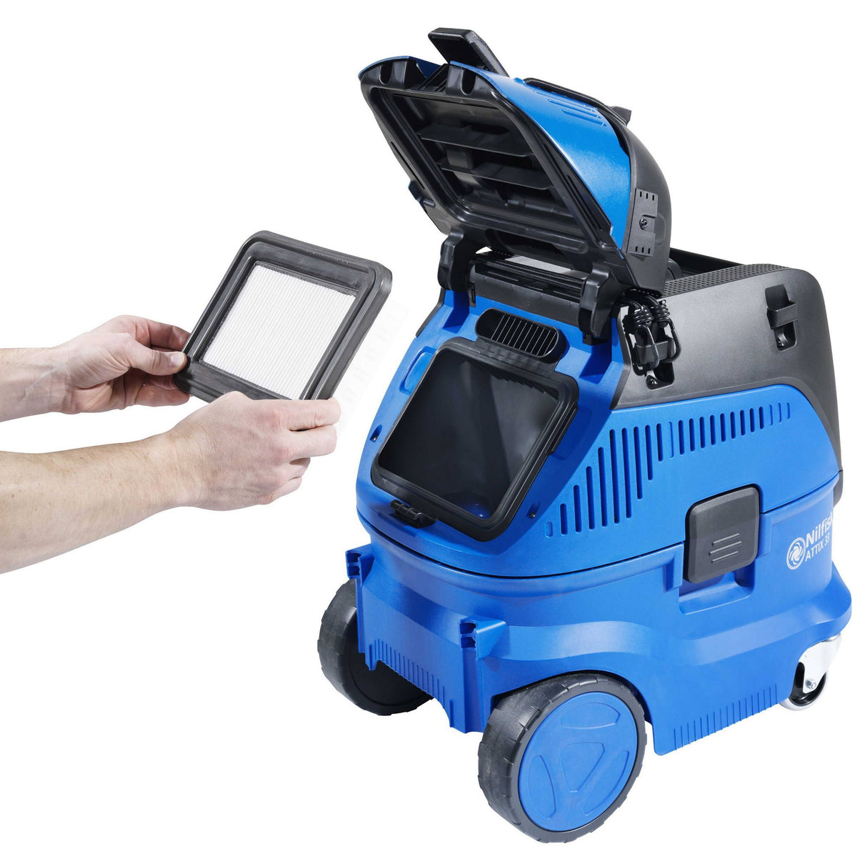 Nilfisk ATTIX 33 30L 1400W Negro, Azul - Extractor de polvo (30 L, 1400 W, Negro, Azul, Secar, 25 kPa, 75 L/s)