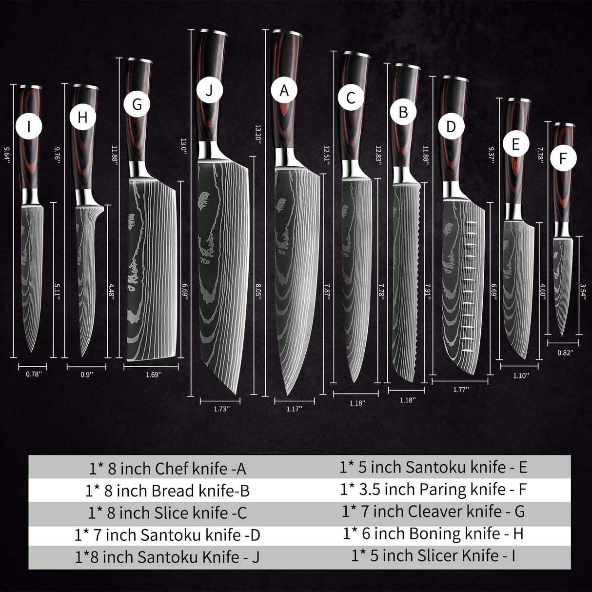 MDHAND Juego de 10 Cuchillos de Cocina, Cuchillos de Chef alemán de, Profesional Set de Cuchillos de Cocina Acero Inoxidable, Set Cocina Antioxidante